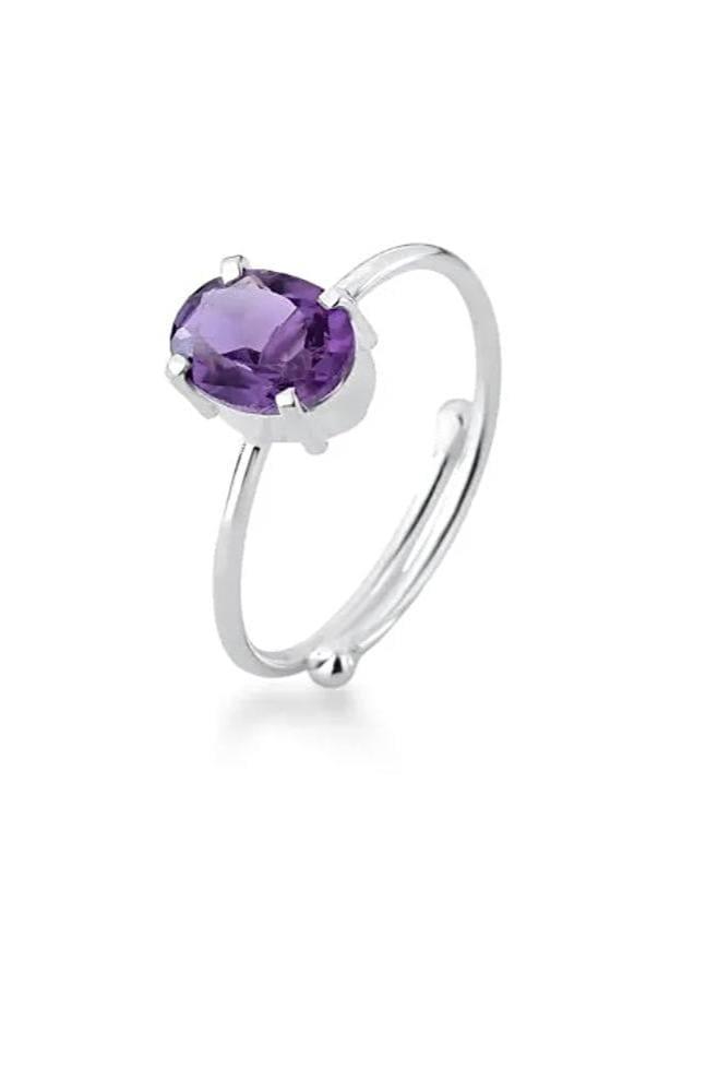 Oval Amethyst Silver Ring - Iane Jewelry