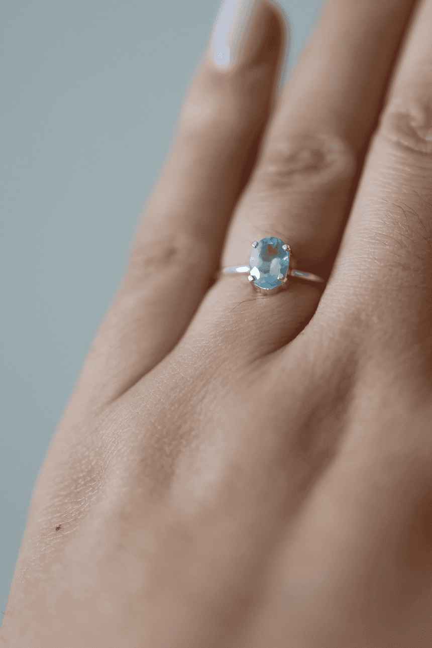 Blue Topaz Oval Adjustable Ring - Iane Jewelry