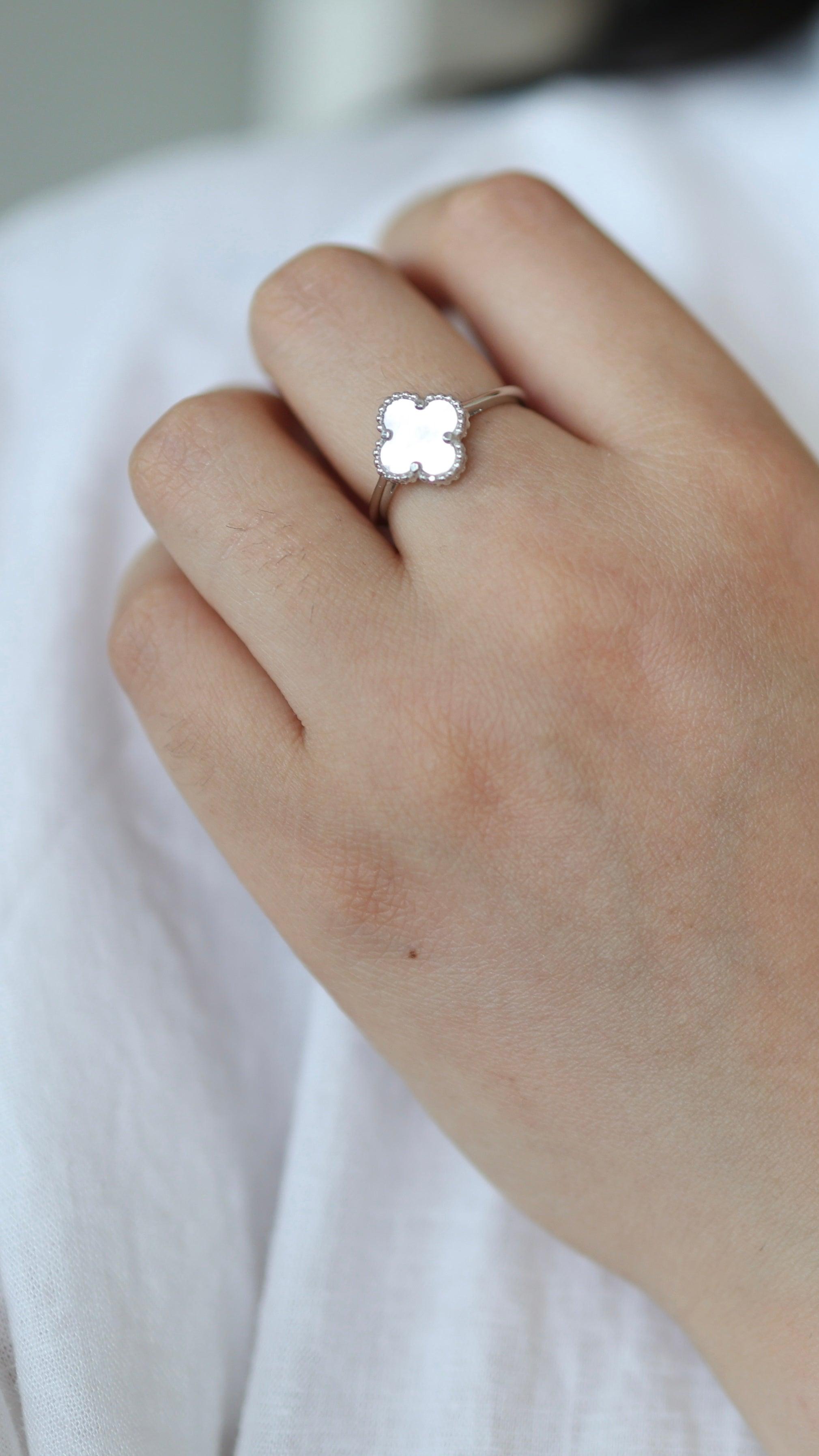 Mother of Pearl Clover Ring - Iane Jewelry