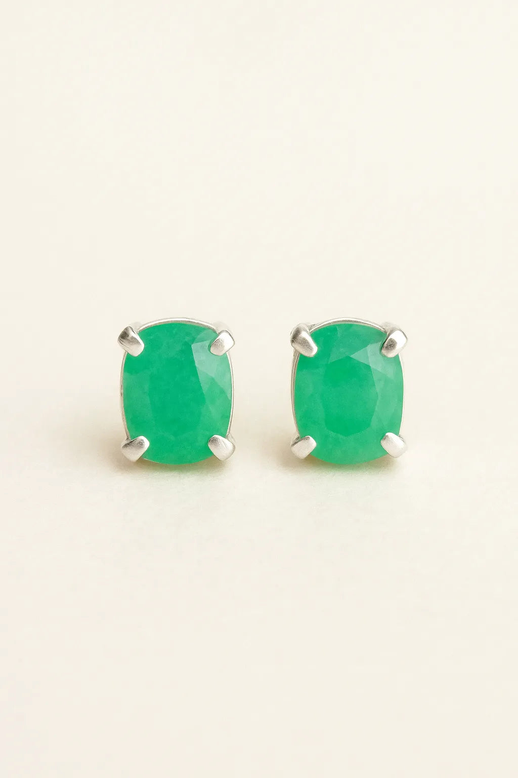 Emerald & Heart Quartz Earrings Set
