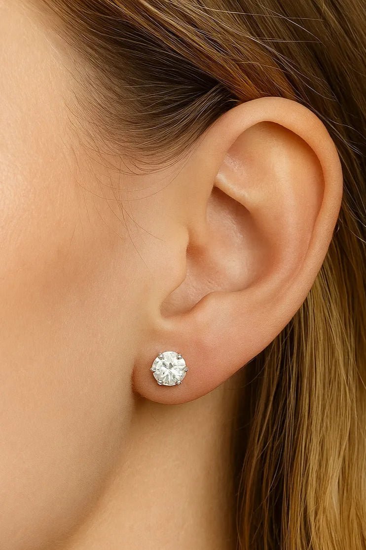Dainty Moissanite Halo Stud Earrings - Iane Jewelry