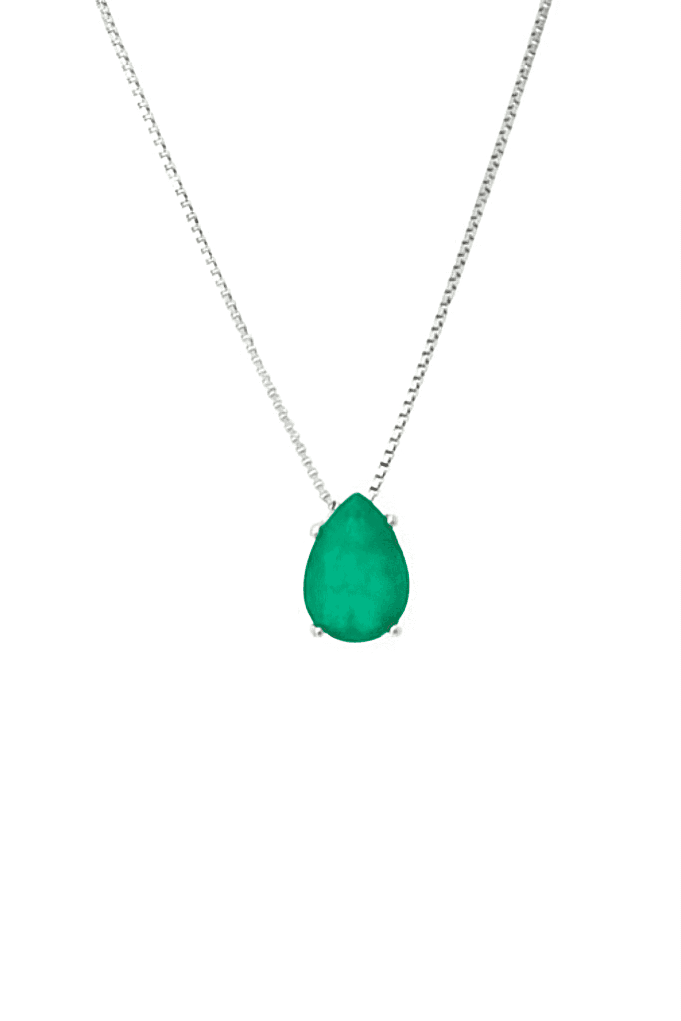 Emerald Teardrop Silver Necklace - Iane Jewelry