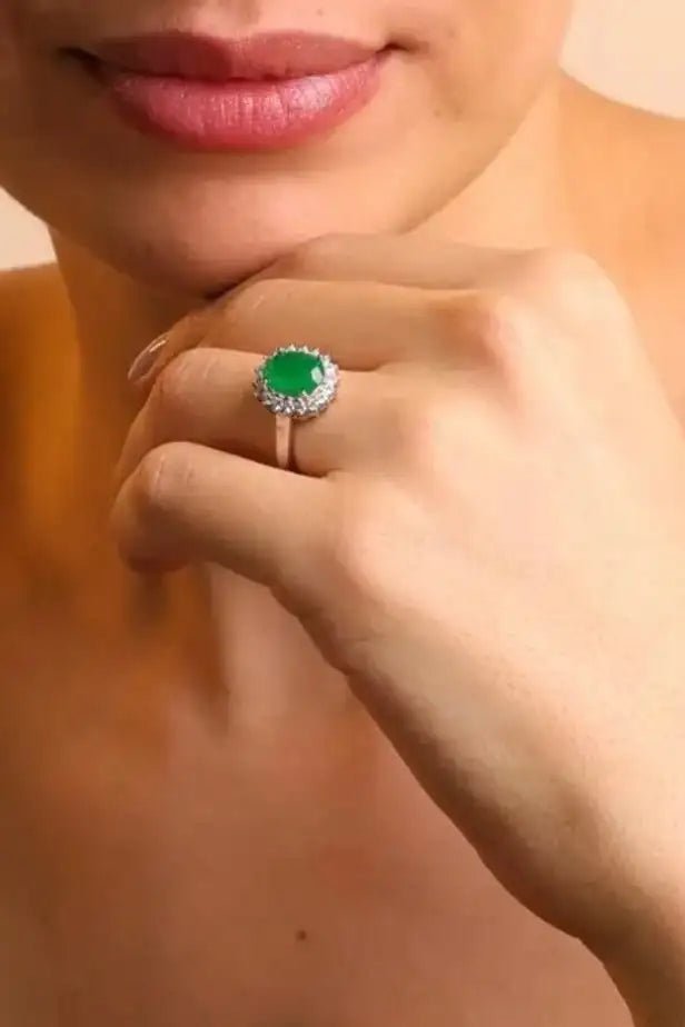 Emerald Zirconia Silver Ring - Iane Jewelry