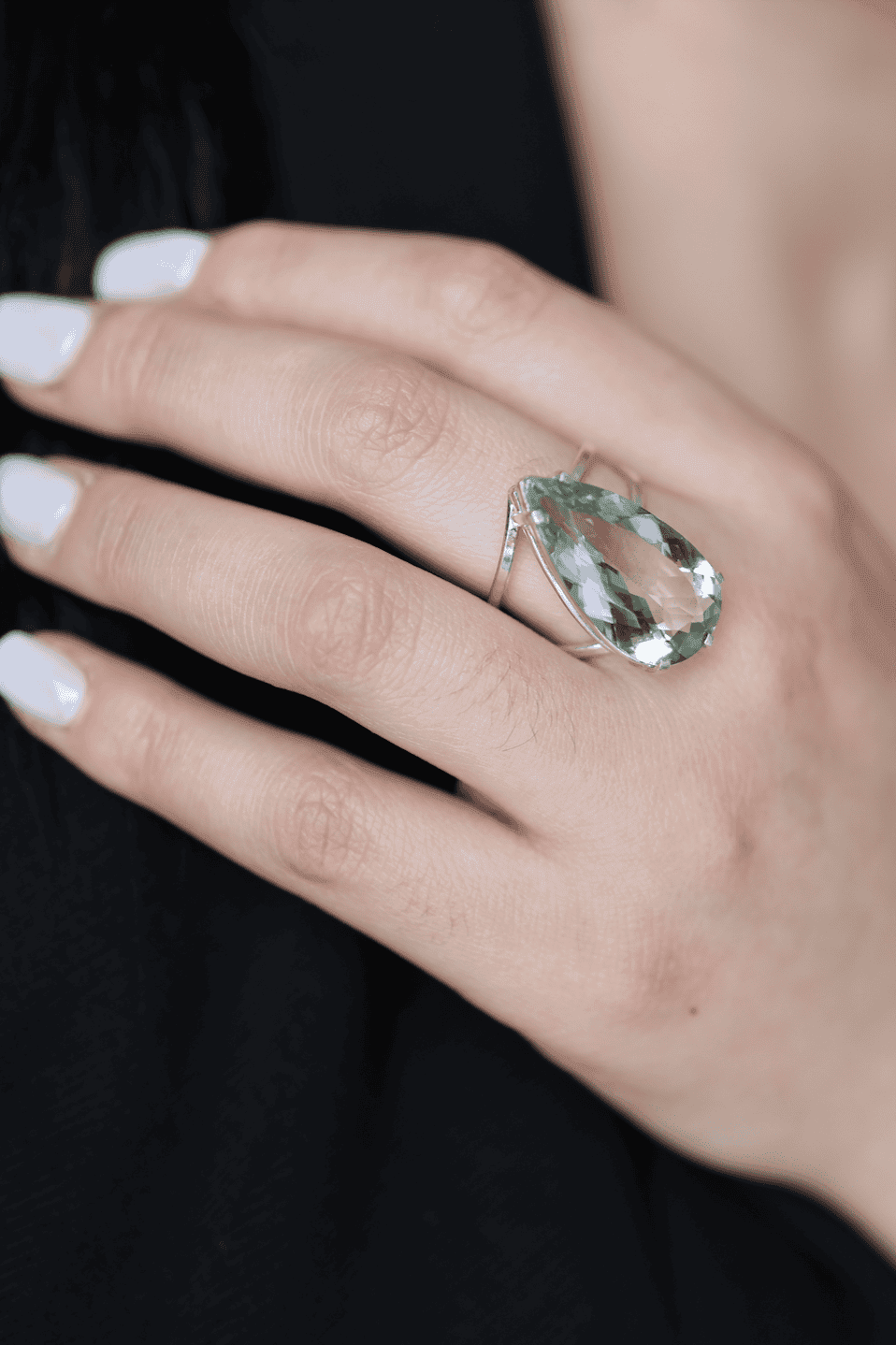 Prasiolite Teardrop Adjustable Ring - Iane Jewelry