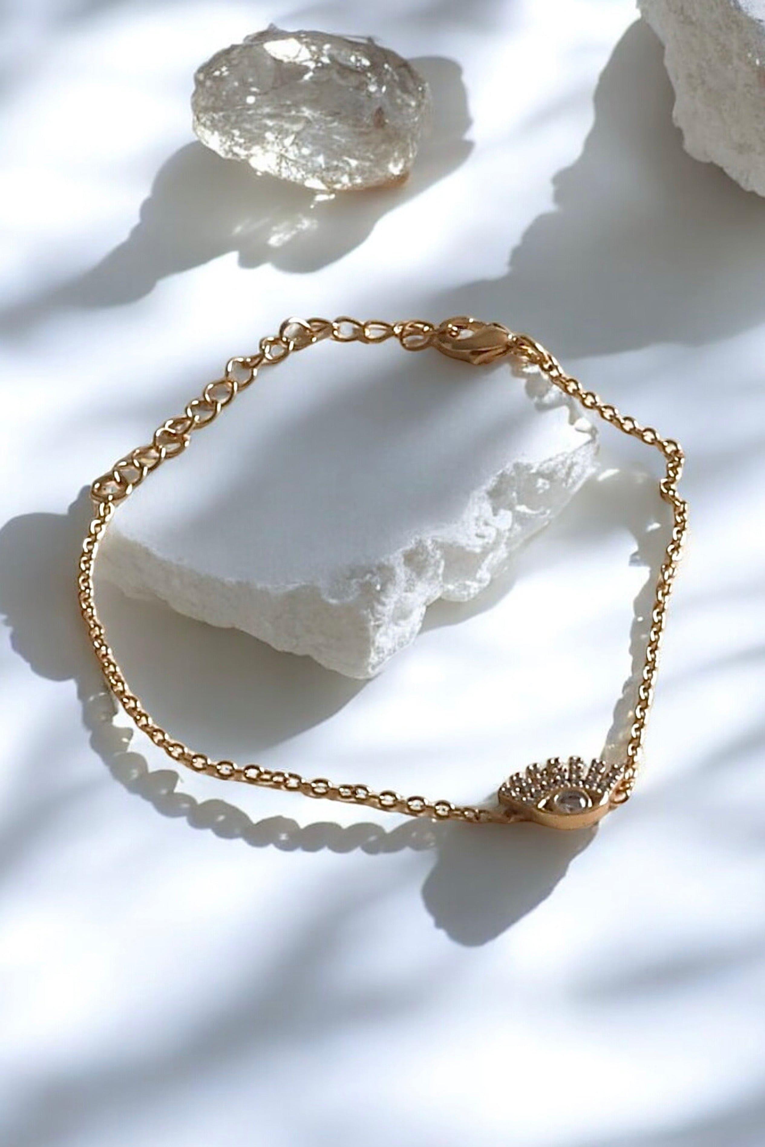 Dainty Eye Gold Bracelet - Iane Jewelry