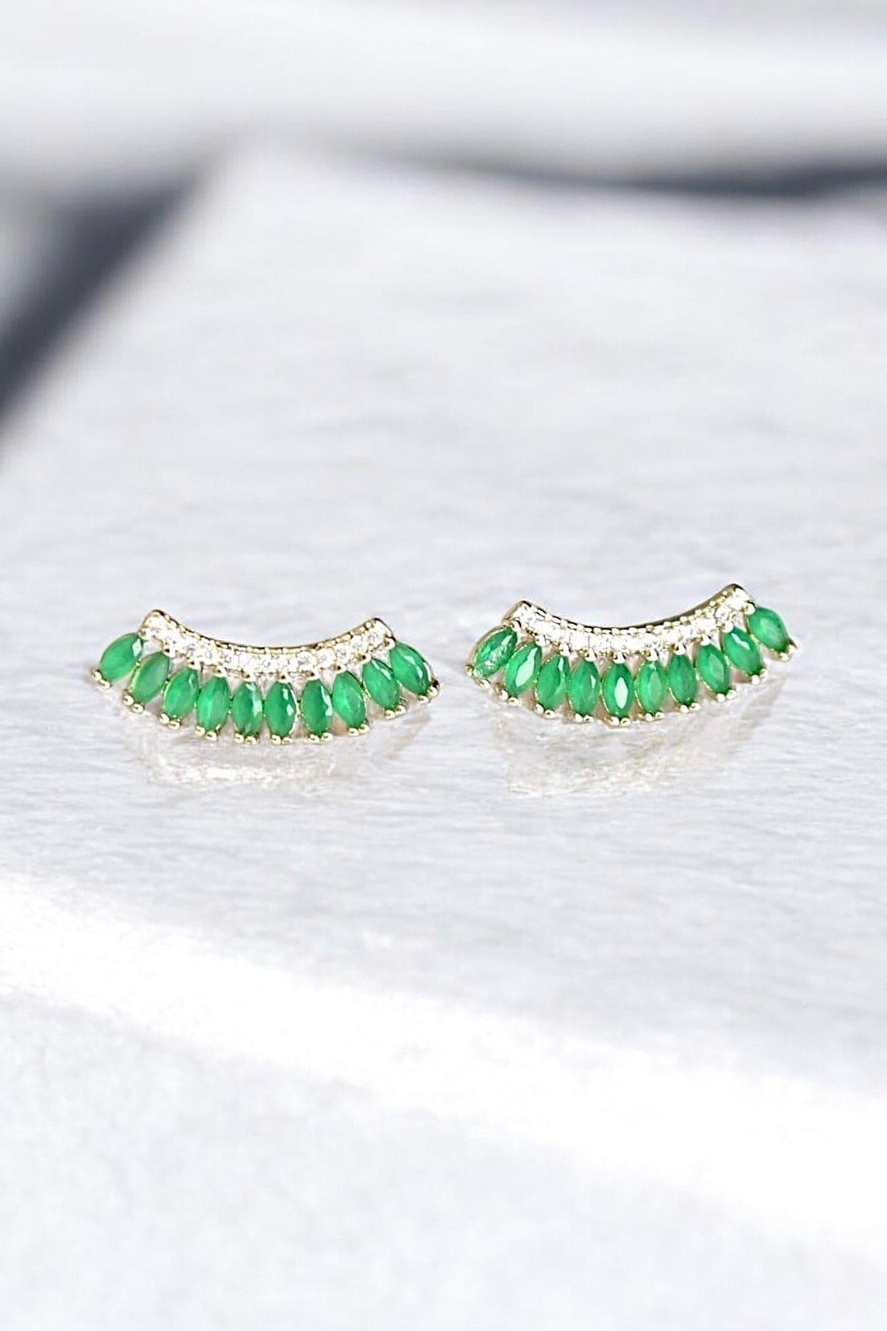 Emerald Elegance Ear Climbers