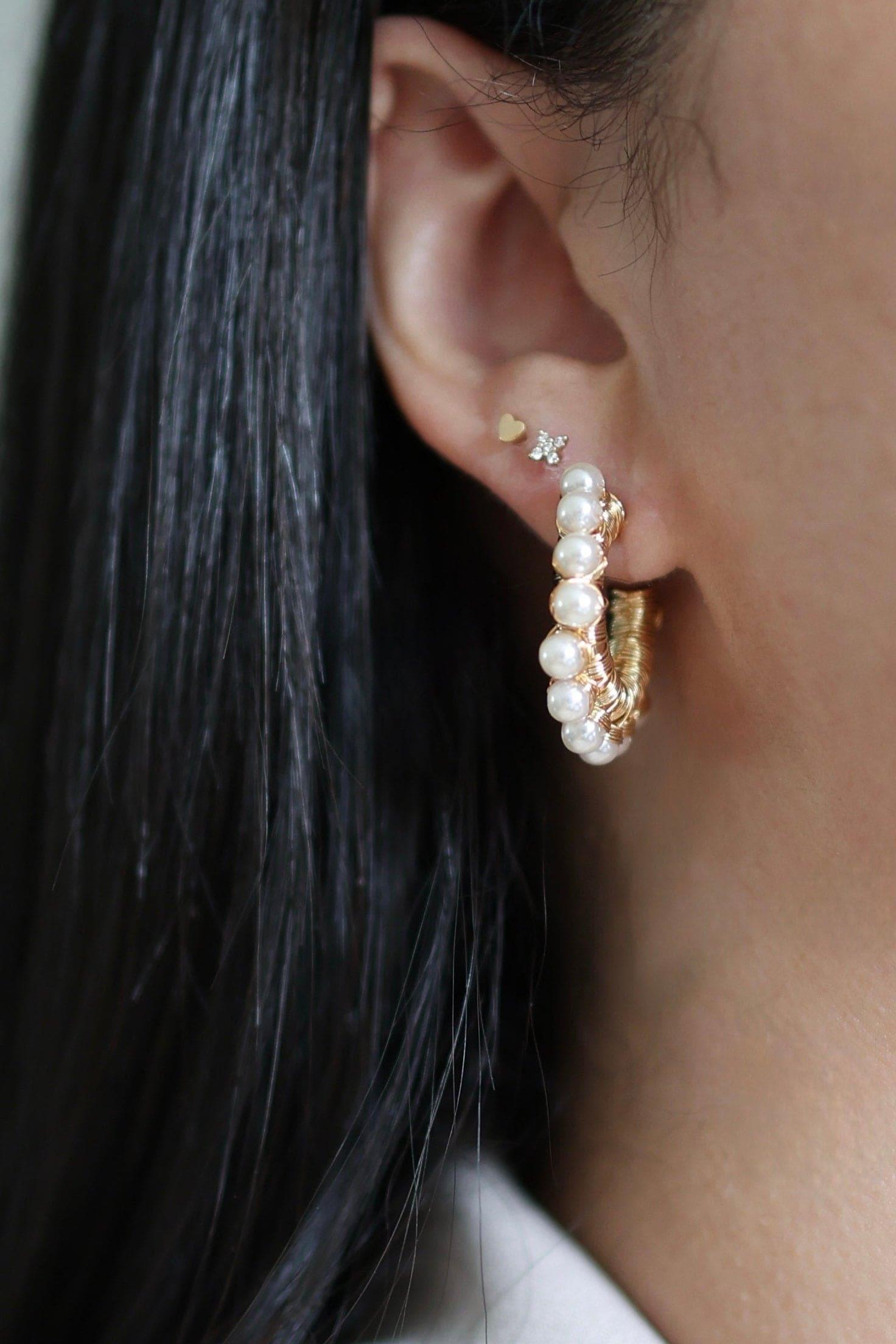 Brooklyn Pearl Hoop Earrings - Iane Jewelry