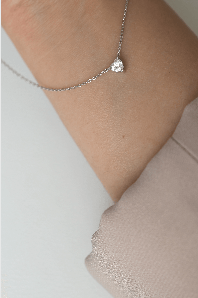 Mini Moissanite Heart Necklace - Iane Jewelry