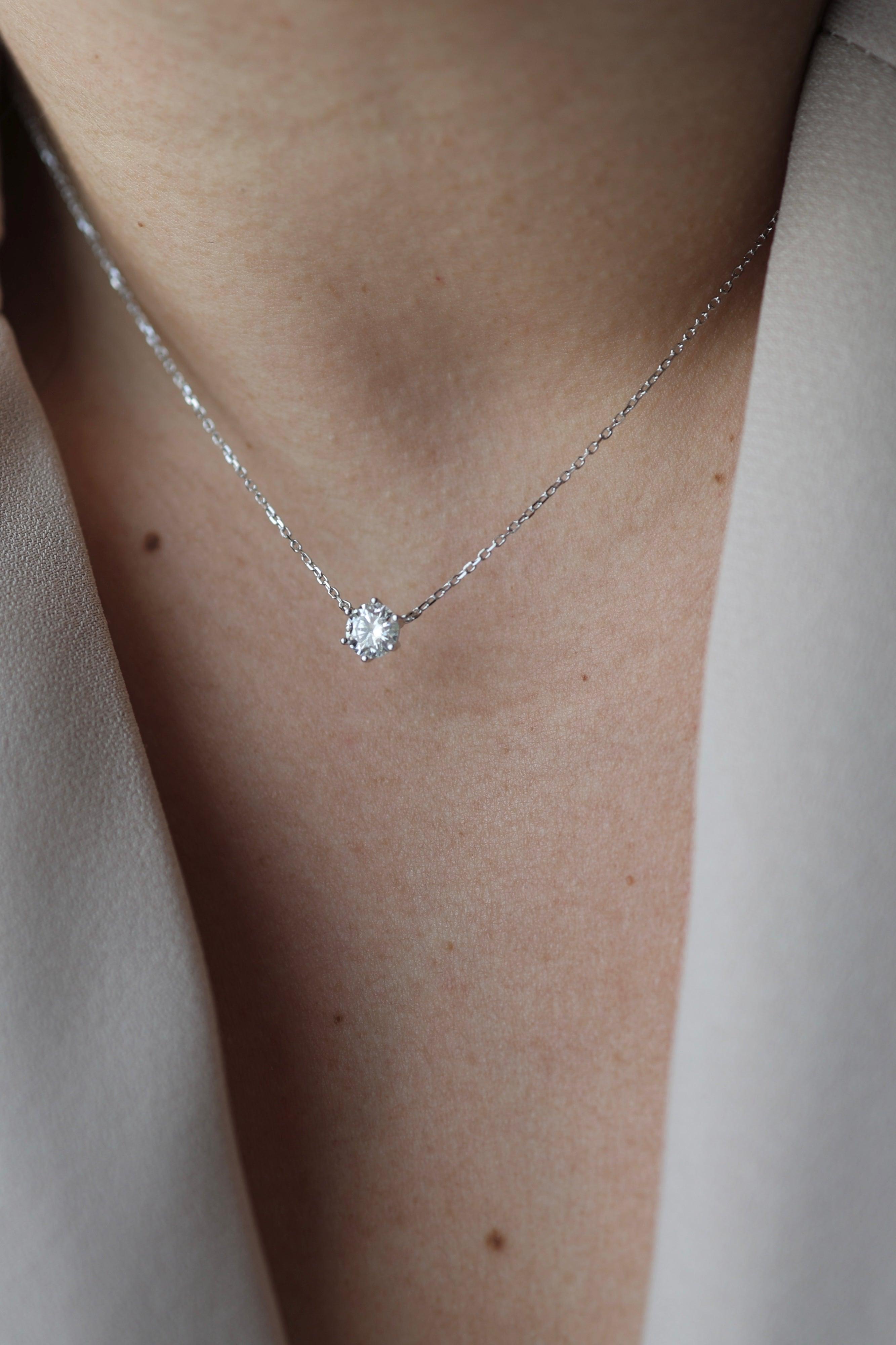 Mini Moissanite Halo Necklace - Iane Jewelry