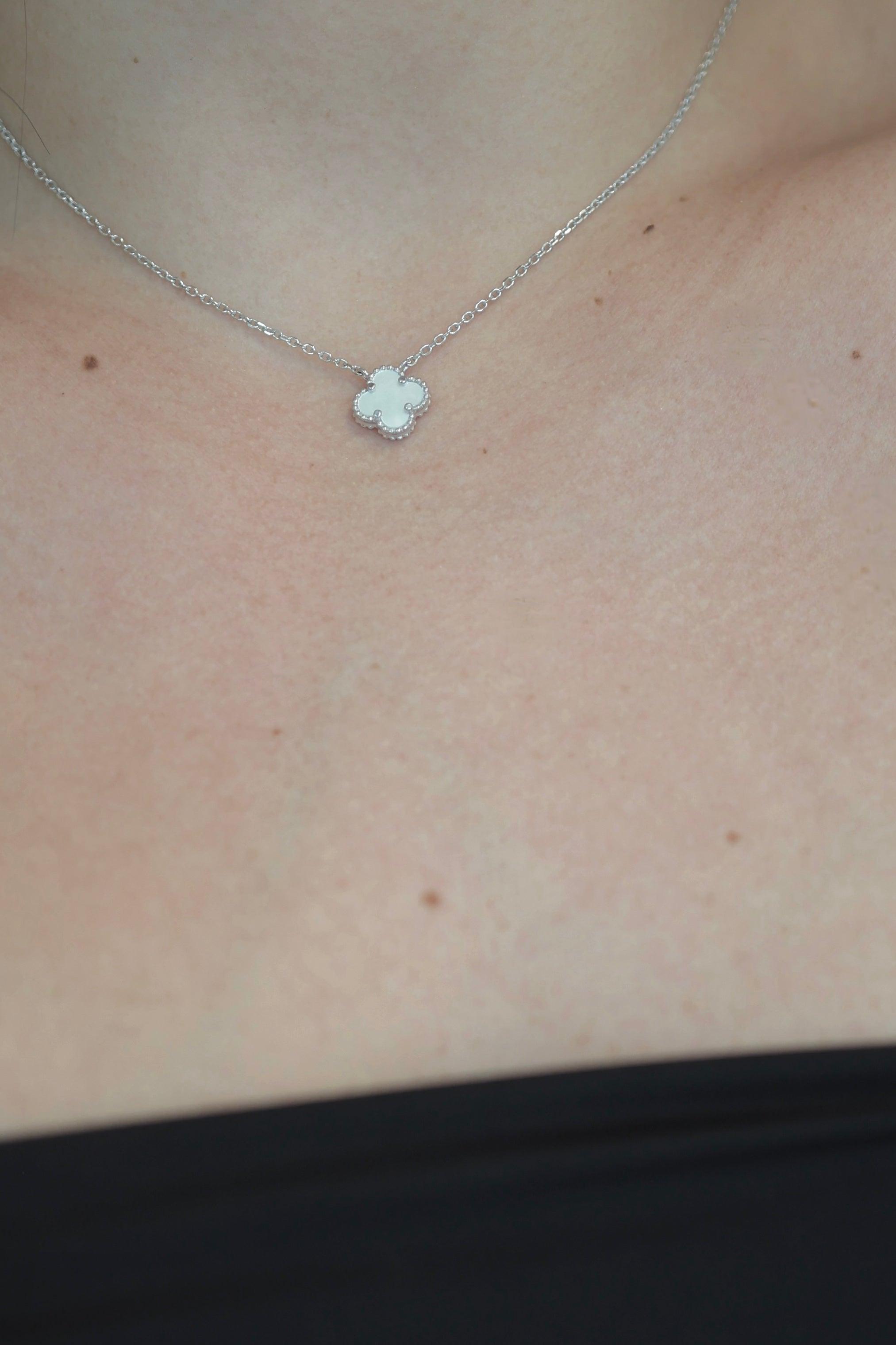 Mini Clover Pearl Necklace - Iane Jewelry