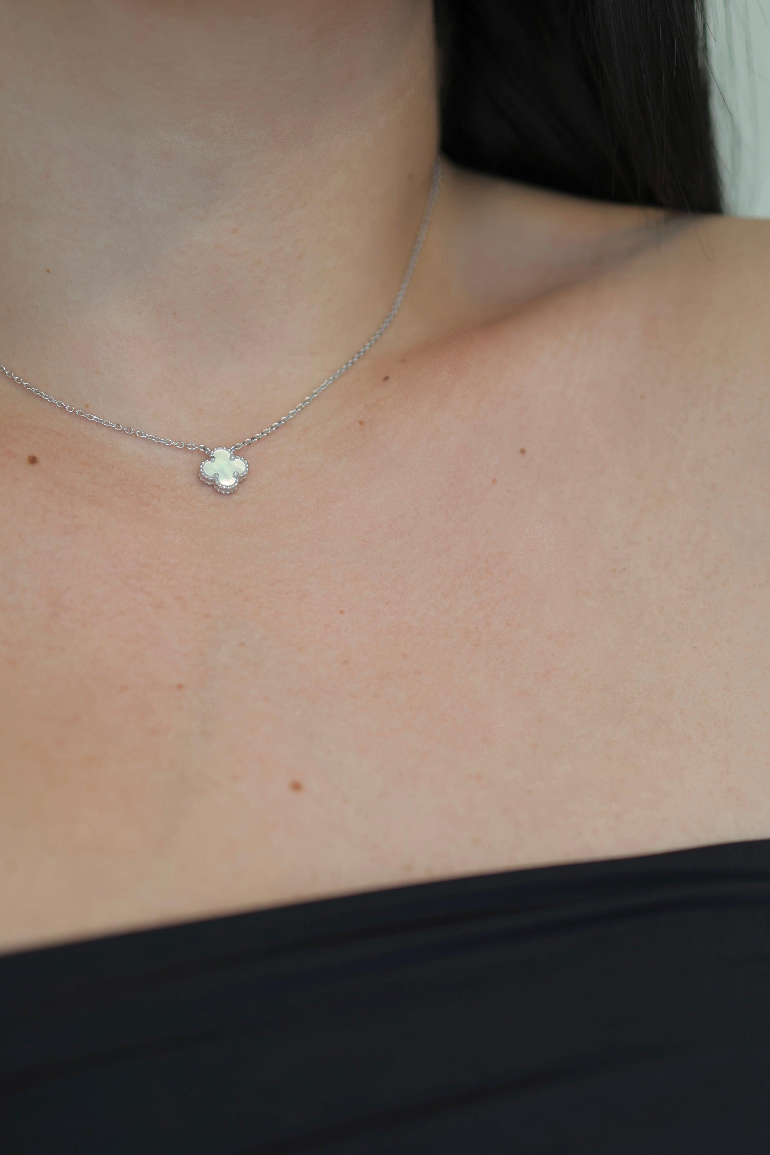 Mini Clover Pearl Necklace - Iane Jewelry