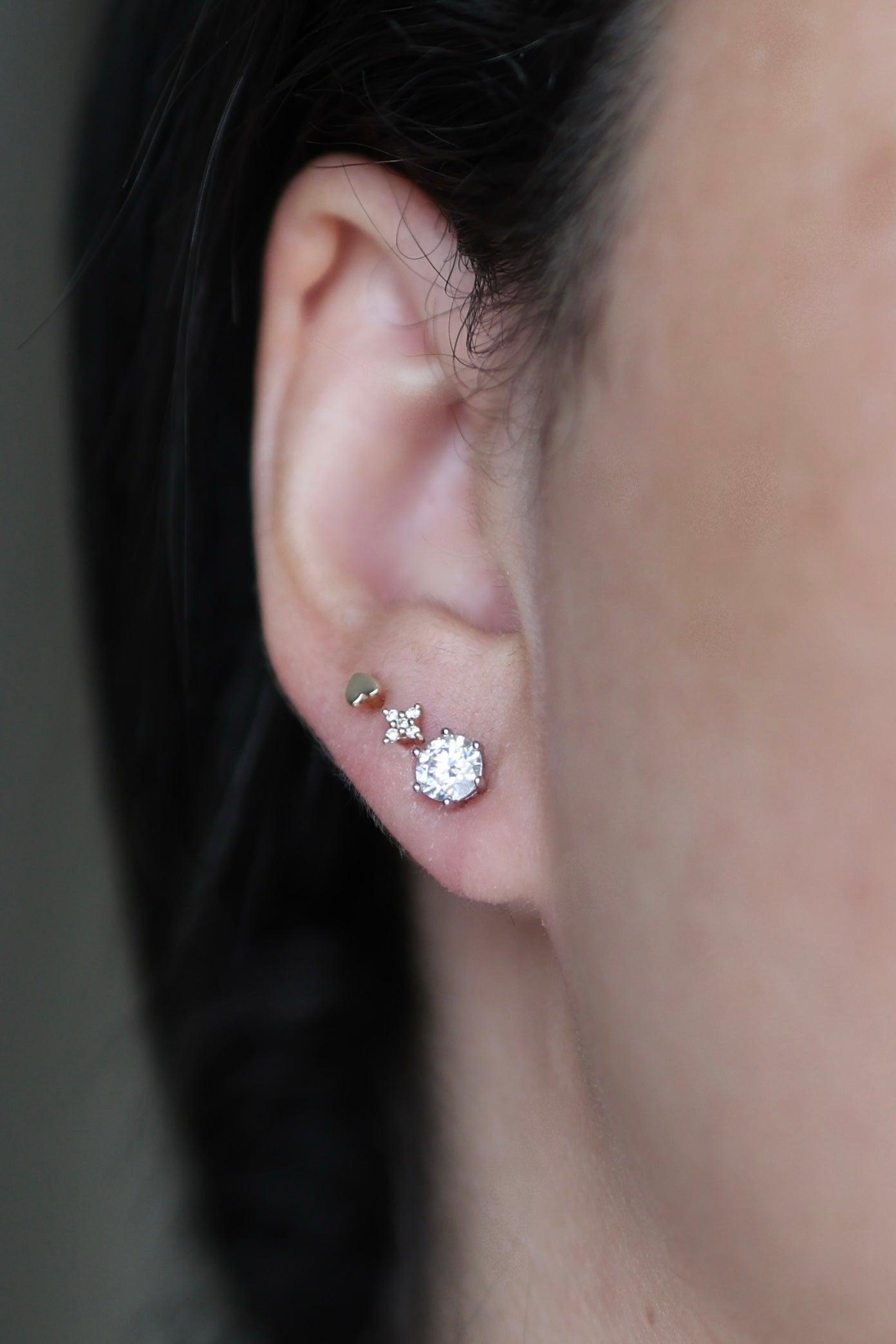 Mini Moissanite Halo Earrings - Iane Jewelry