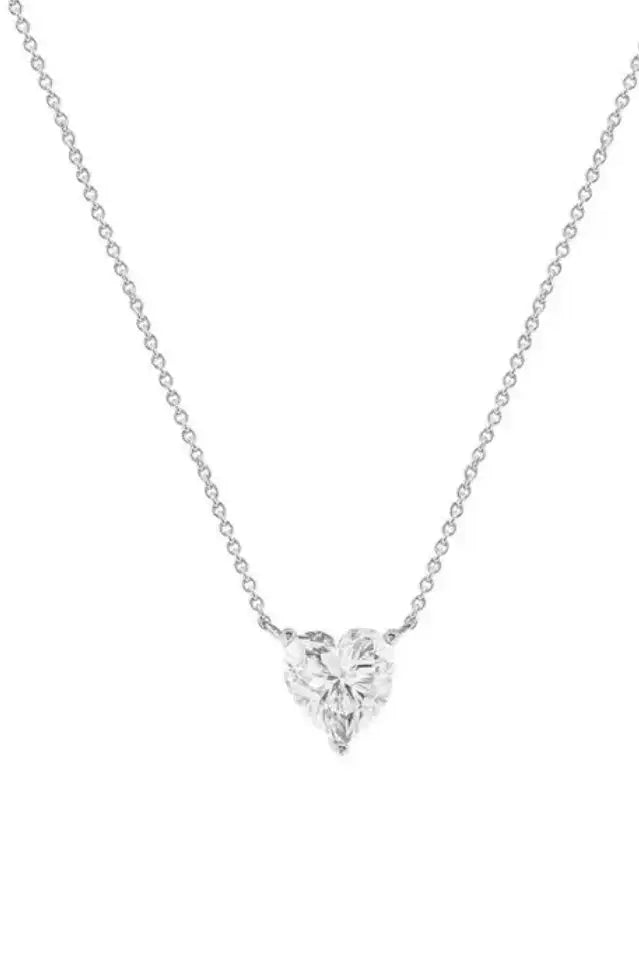 Moissanite Heart Pendant Necklace in Sterling Silver - Iane Jewelry