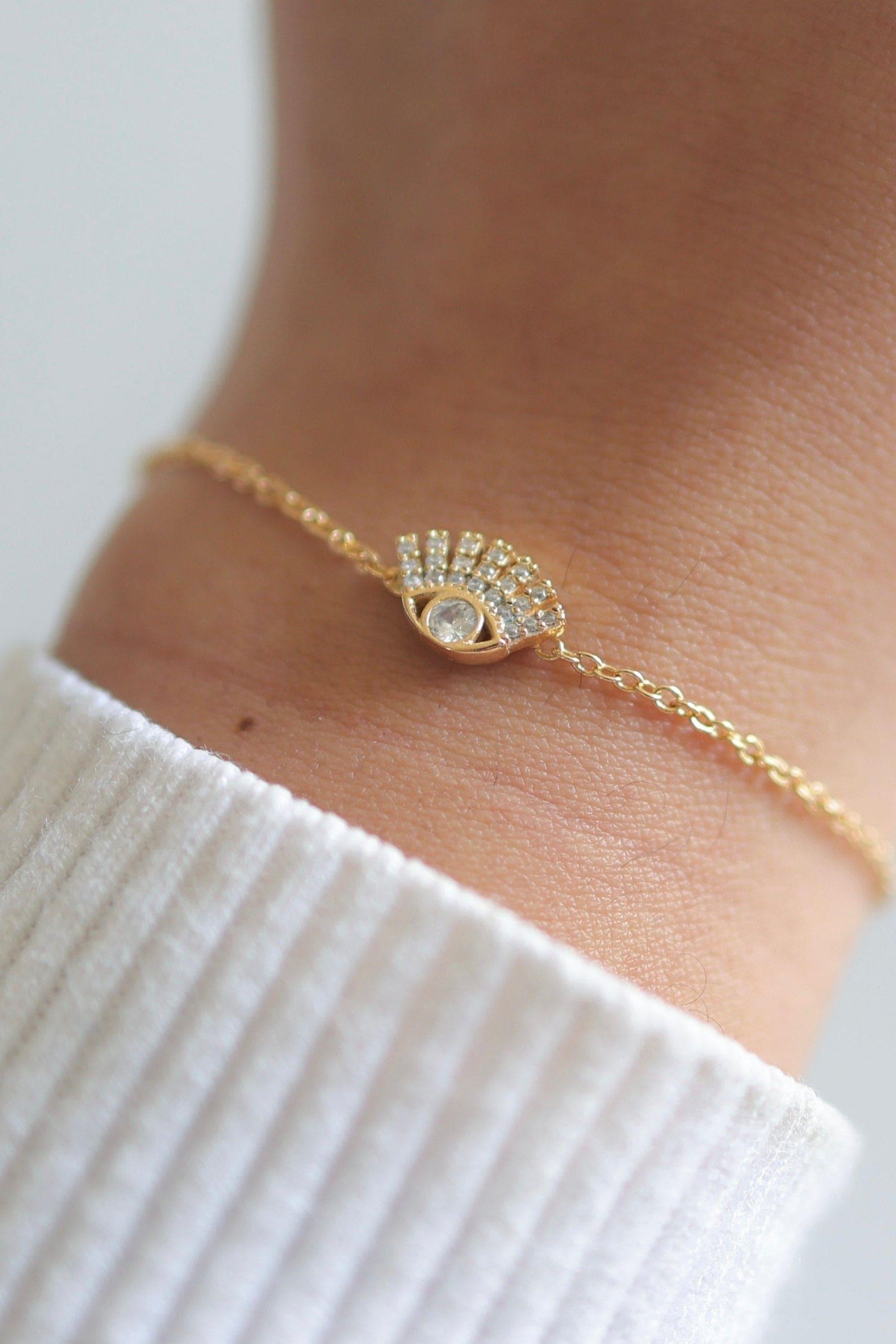 Dainty Eye Gold Bracelet - Iane Jewelry