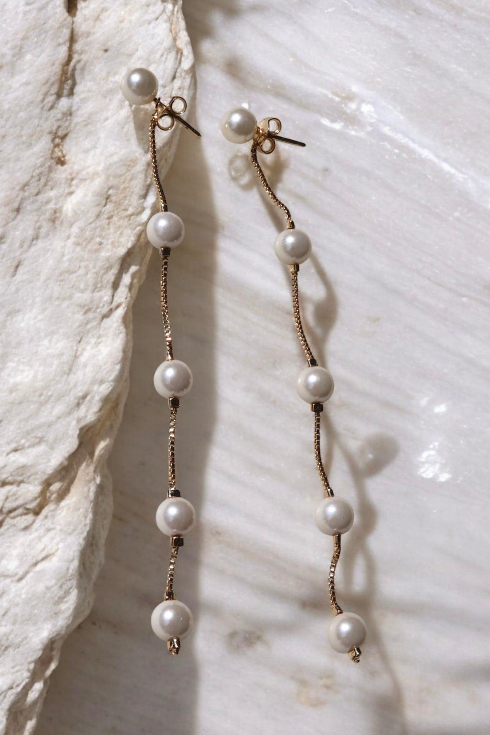 Pearl Cascade Drop Earrings - Iane Jewelry