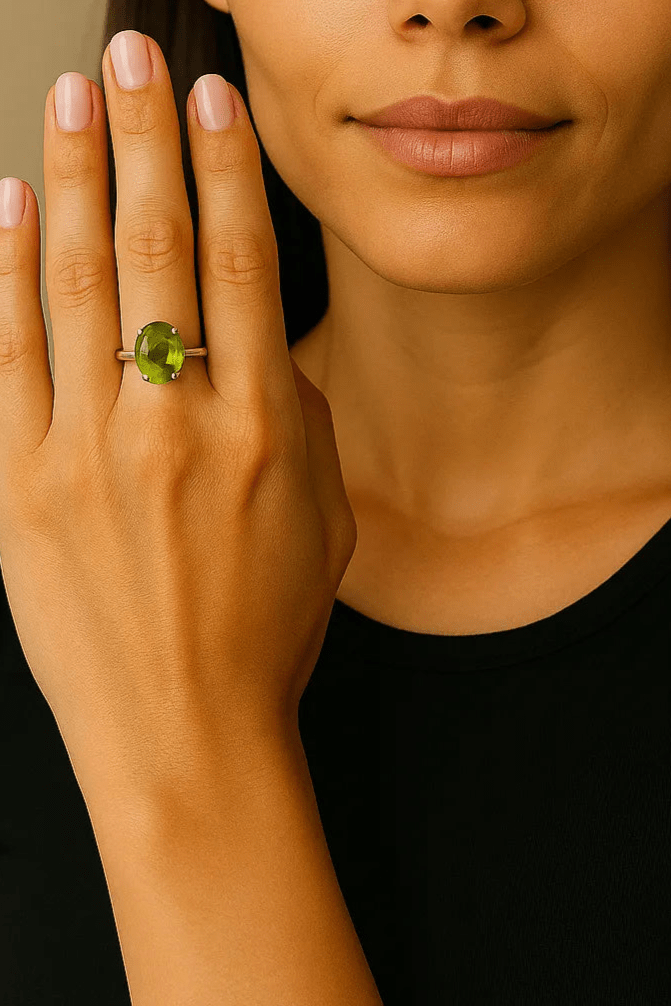 Peridot Oval Adjustable Ring - Iane Jewelry