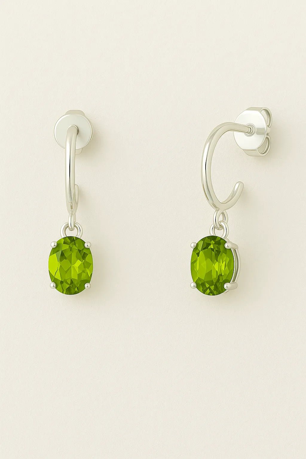 Petite Peridot Oval Hoop Earrings - Iane Jewelry