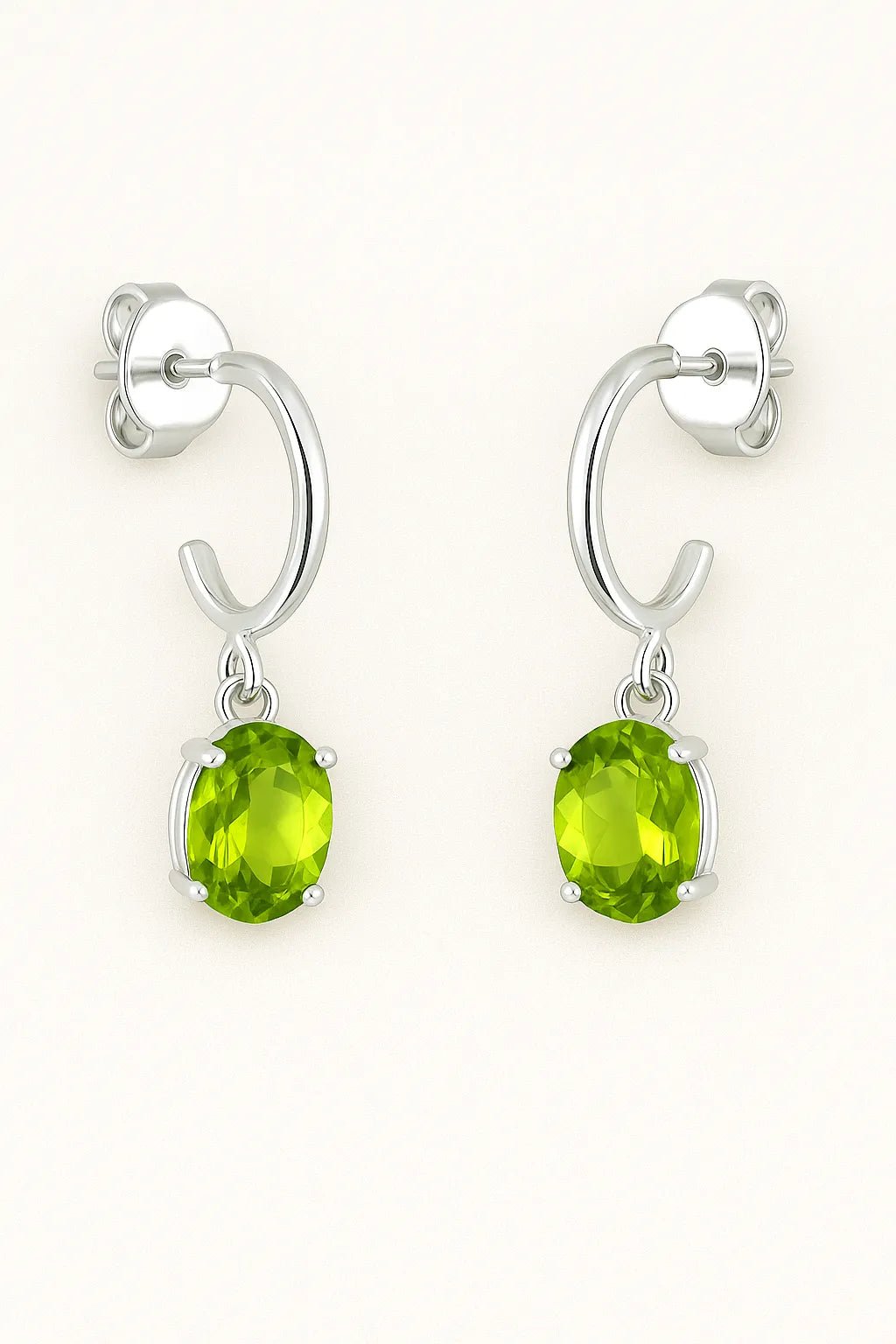 Petite Peridot Oval Hoop Earrings - Iane Jewelry