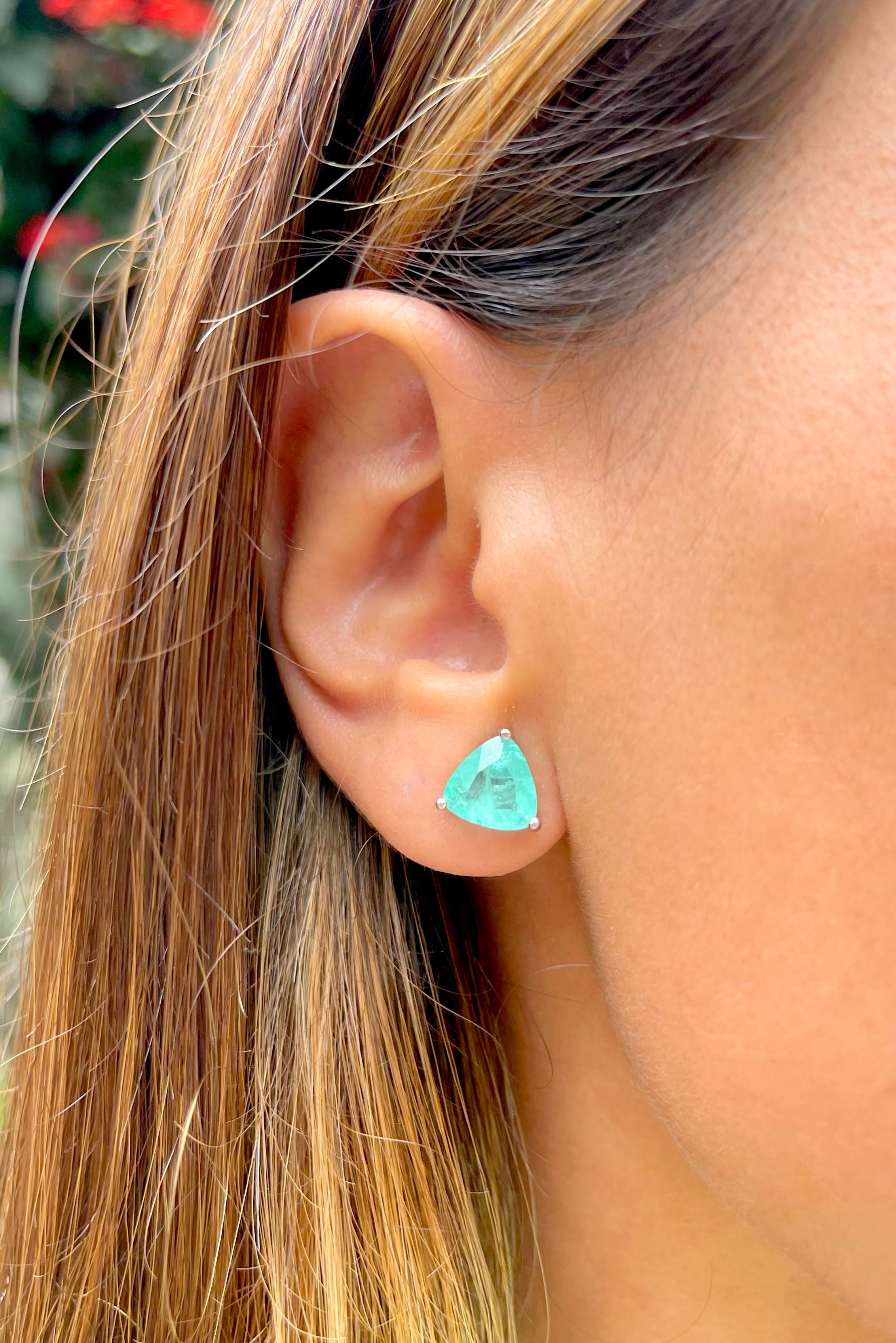 Turquoise Triangle Silver Earrings - Iane Jewelry