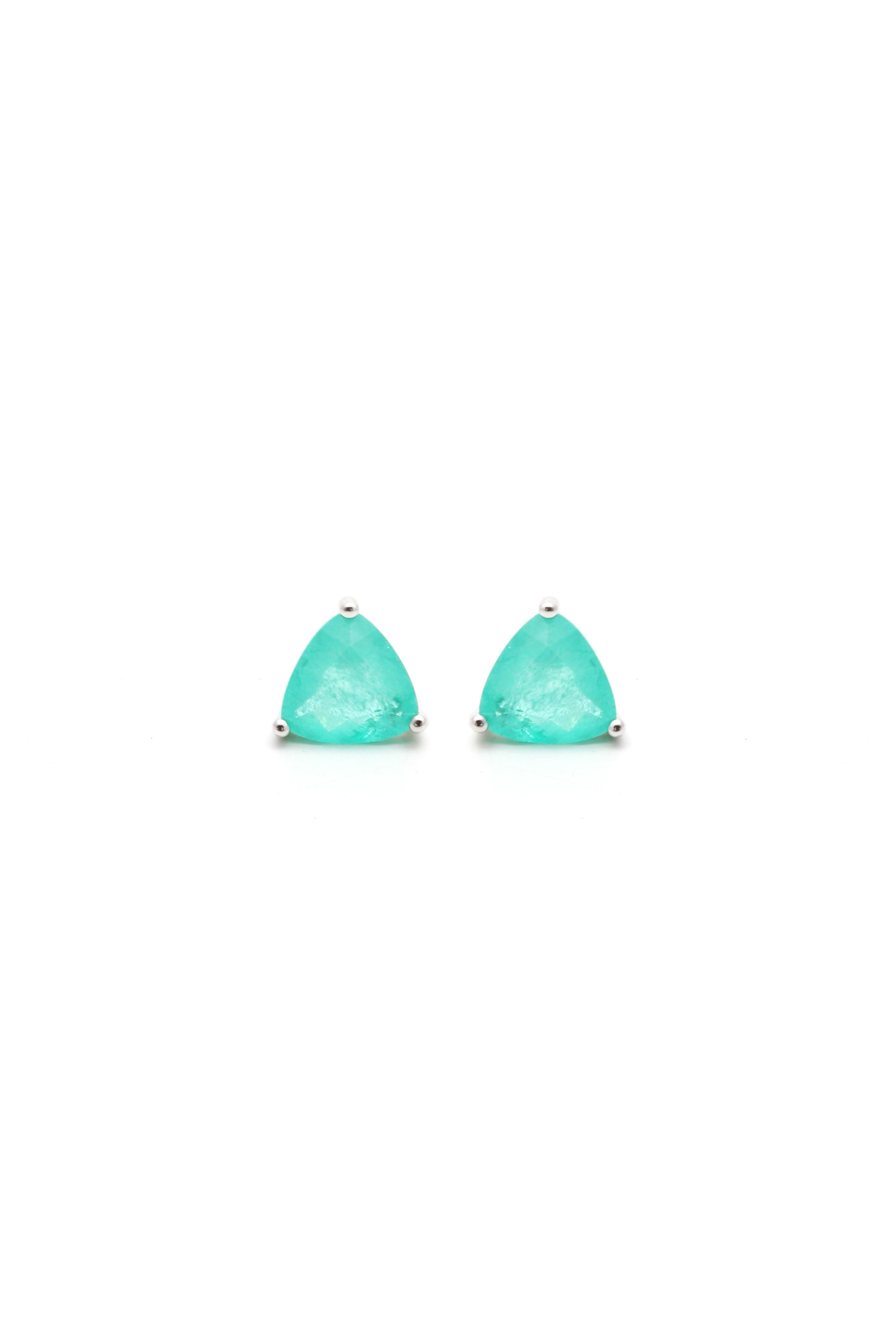 Turquoise Triangle Silver Earrings - Iane Jewelry