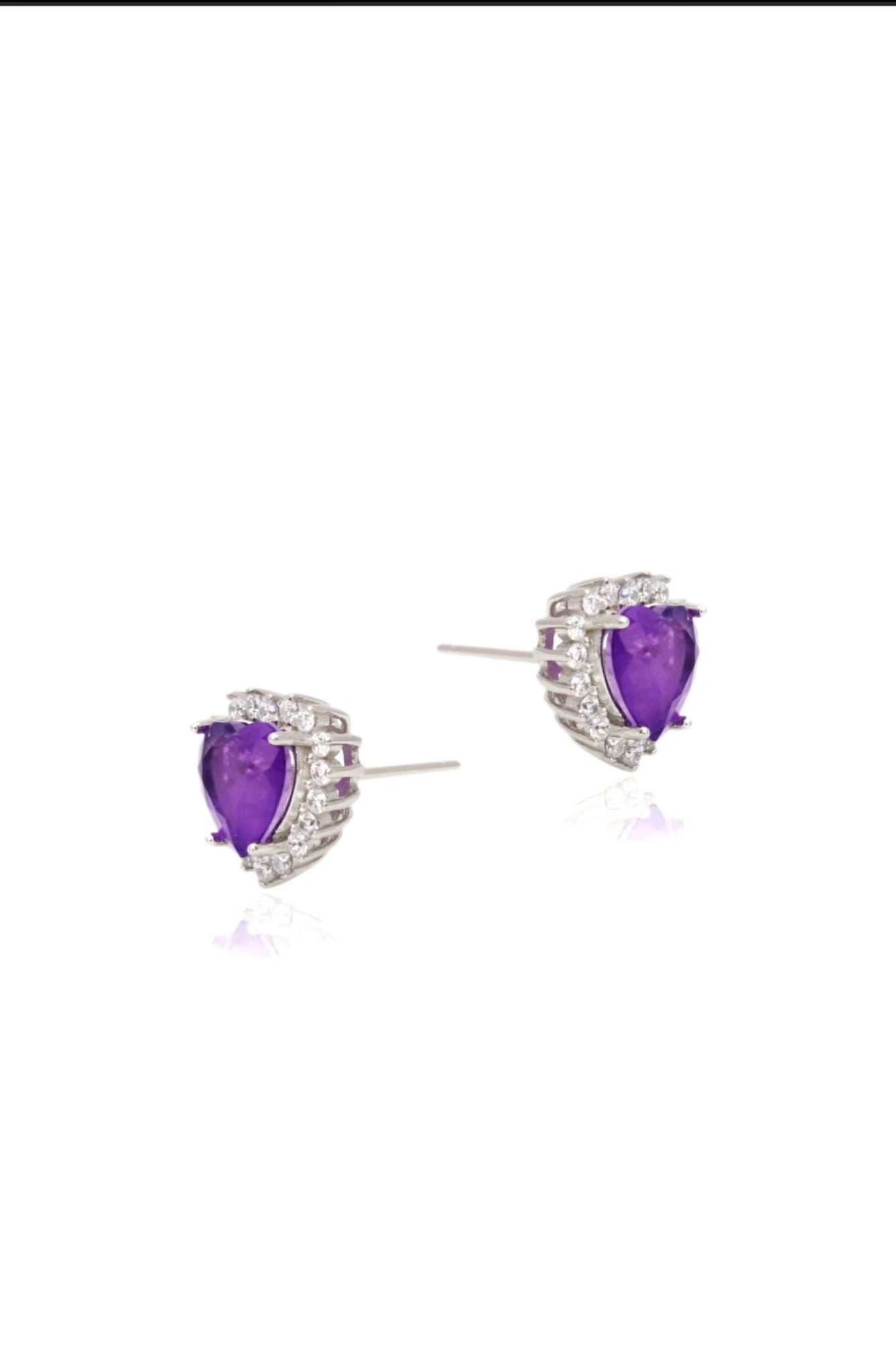 Purple Stud Heart Earrings - Iane Jewelry