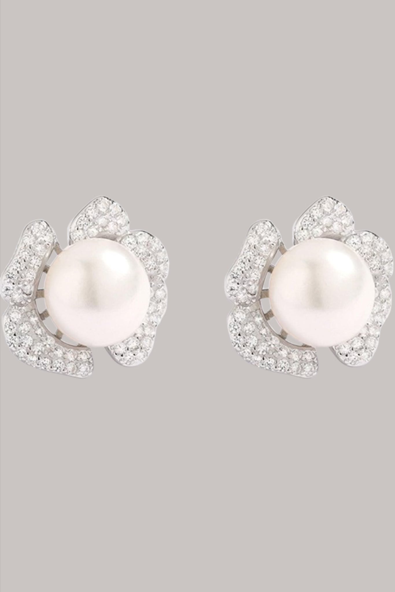 Rose Pearl Silver Earrings - Iane Jewelry