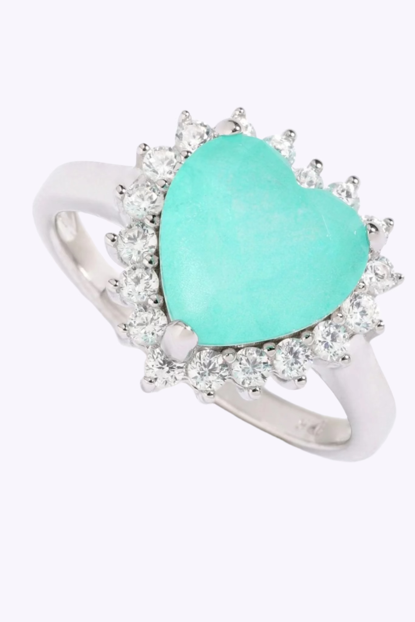 Ocean Heart Zirconia Silver Ring