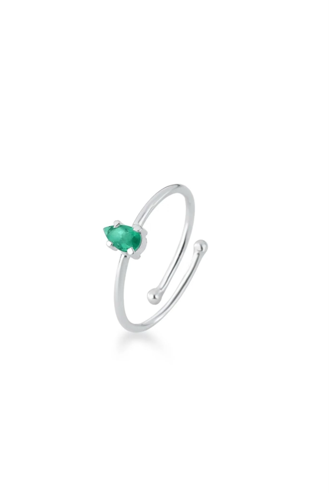 Emerald Teardrop Adjustable Ring - Iane Jewelry