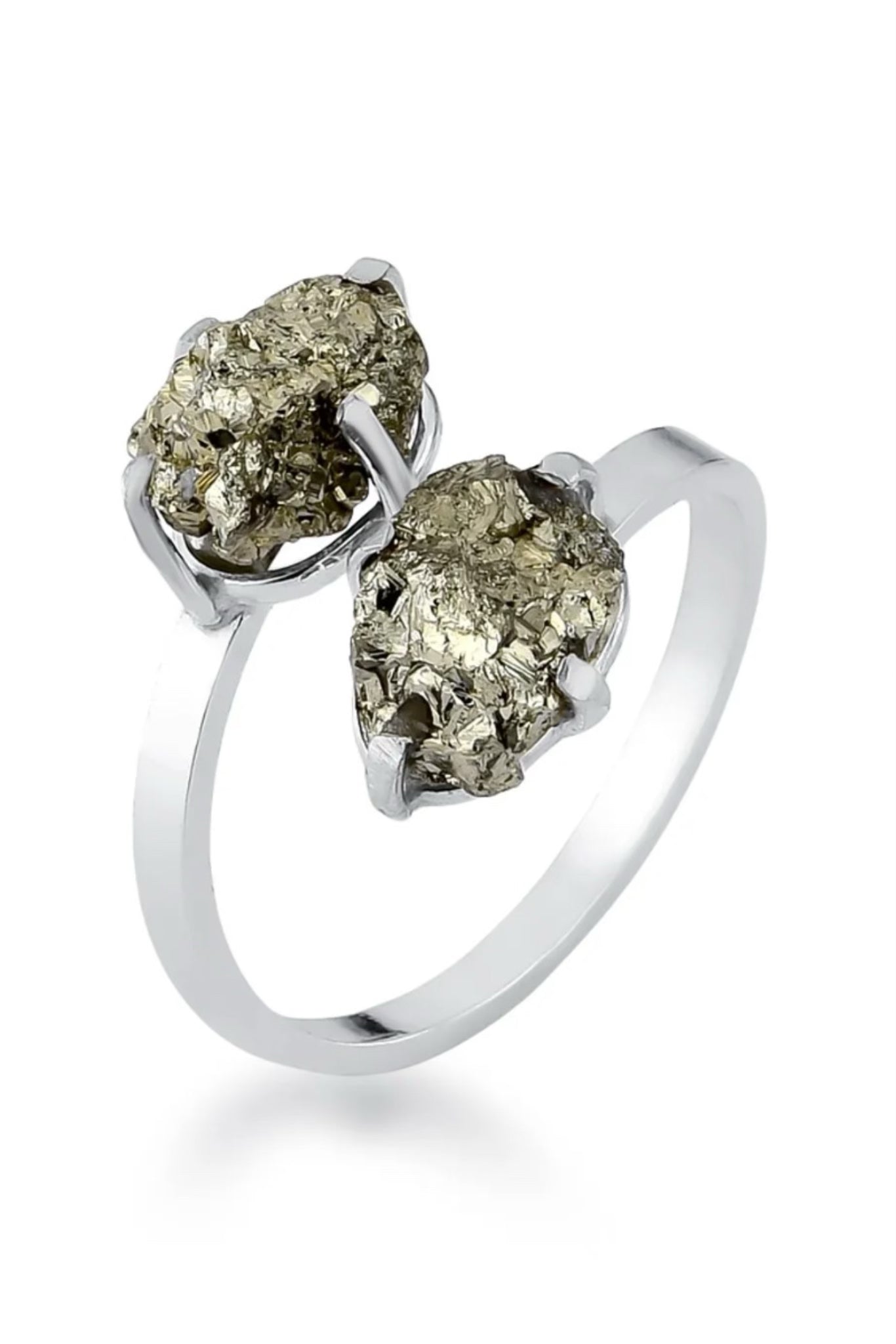 Double Raw Pyrite Adjustable Ring - Iane Jewelry