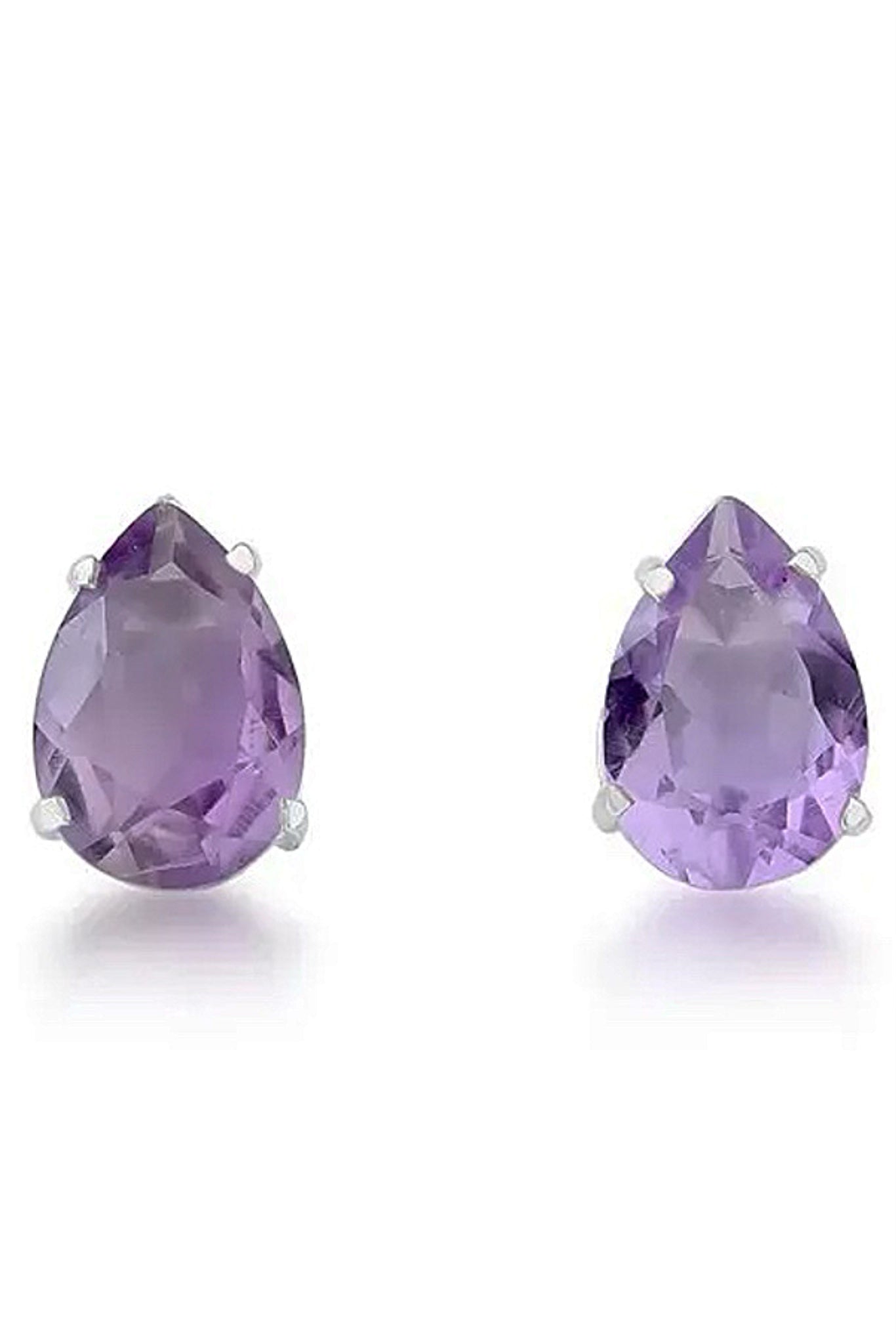 Amethyst Teardrop Silver Earrings - Iane Jewelry