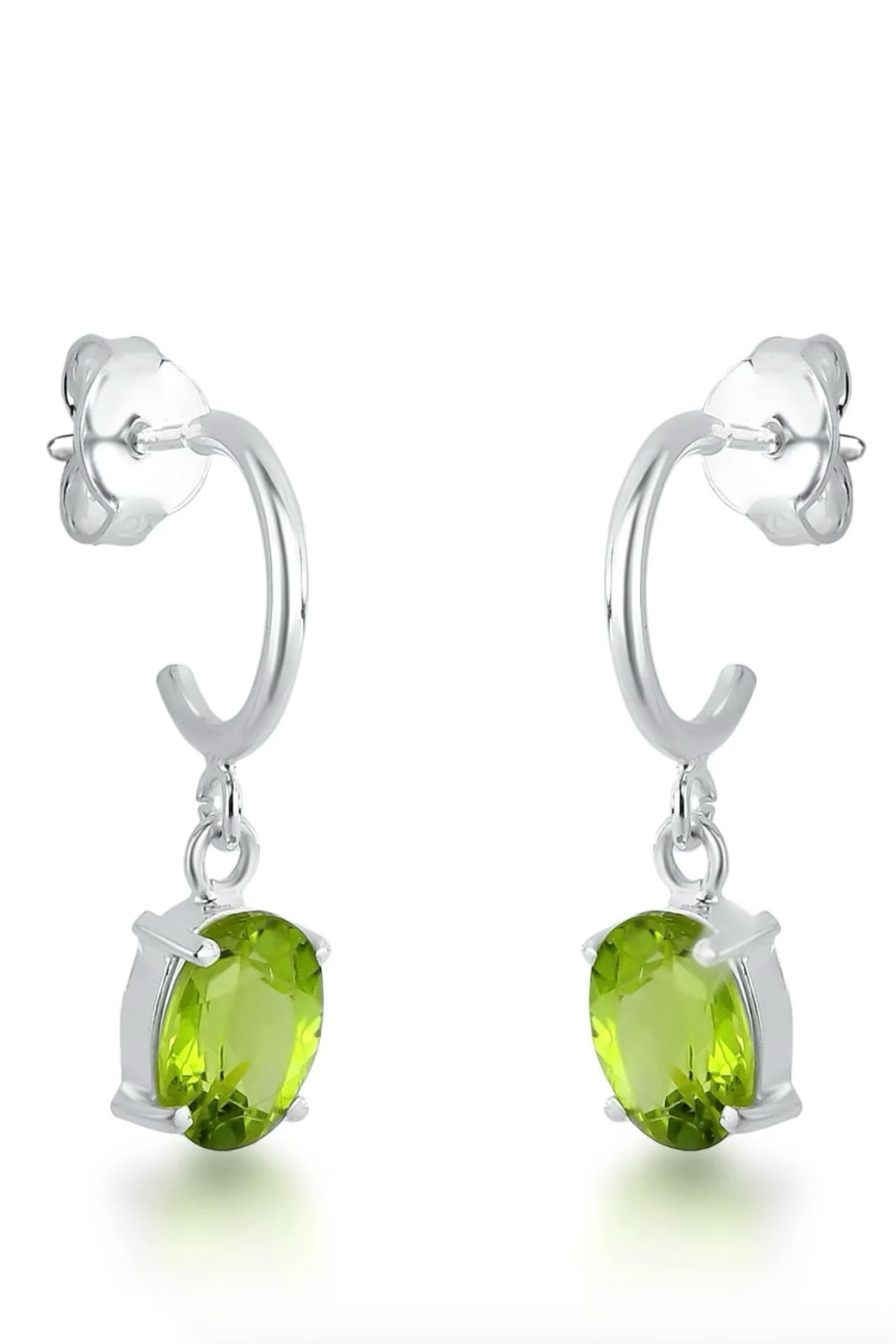 Petite Peridot Oval Hoop Earrings - Iane Jewelry