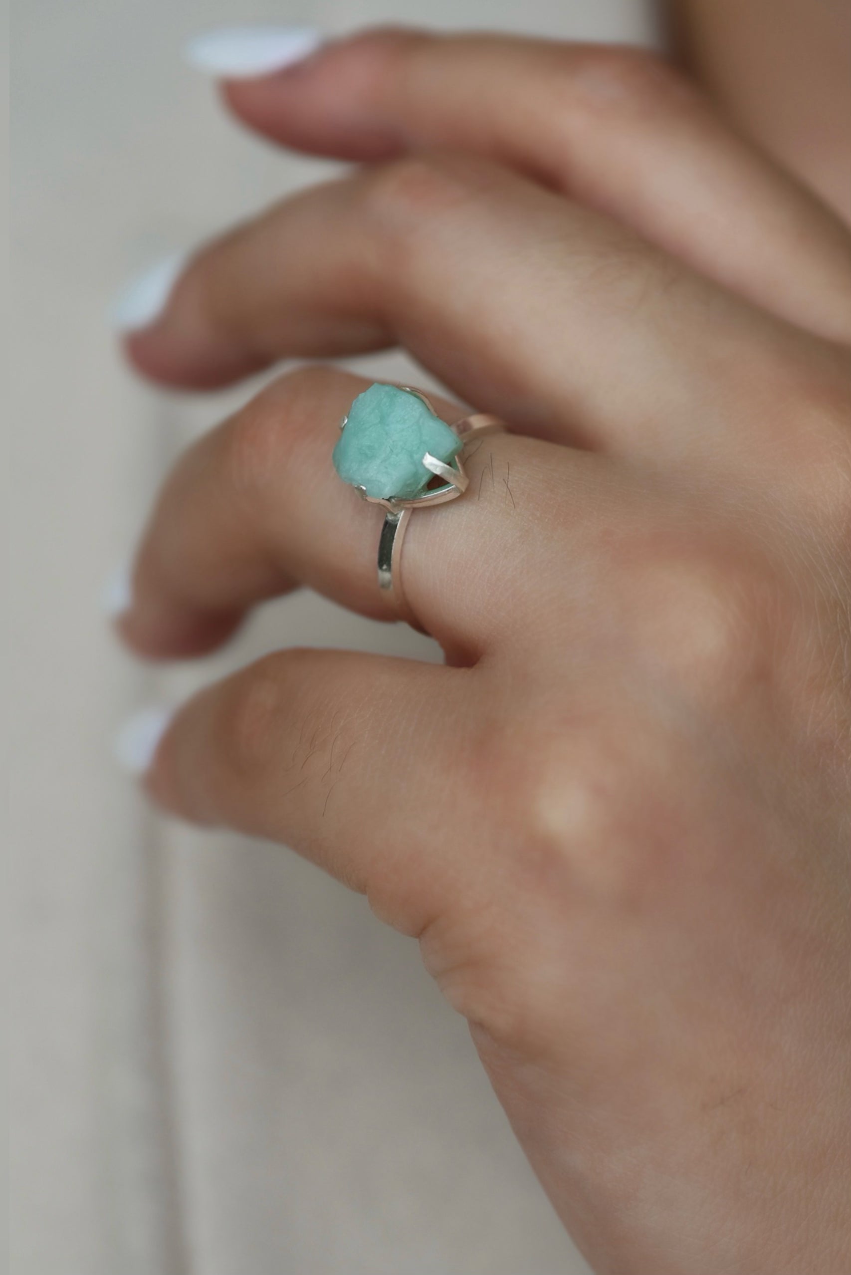 Emerald Raw Adjustable Ring - Iane Jewelry