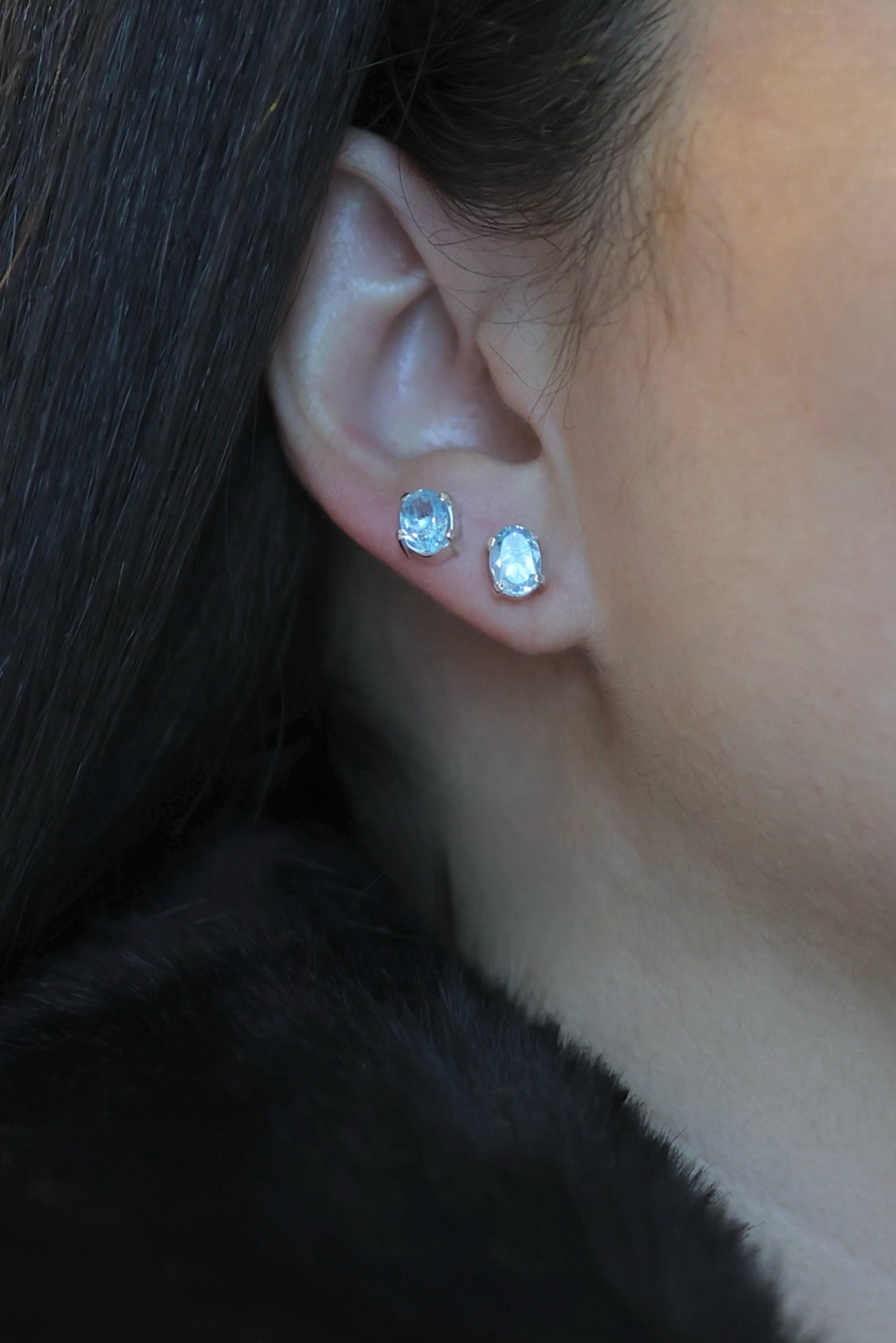 Blue Topaz Minimalist Earrings - Iane Jewelry