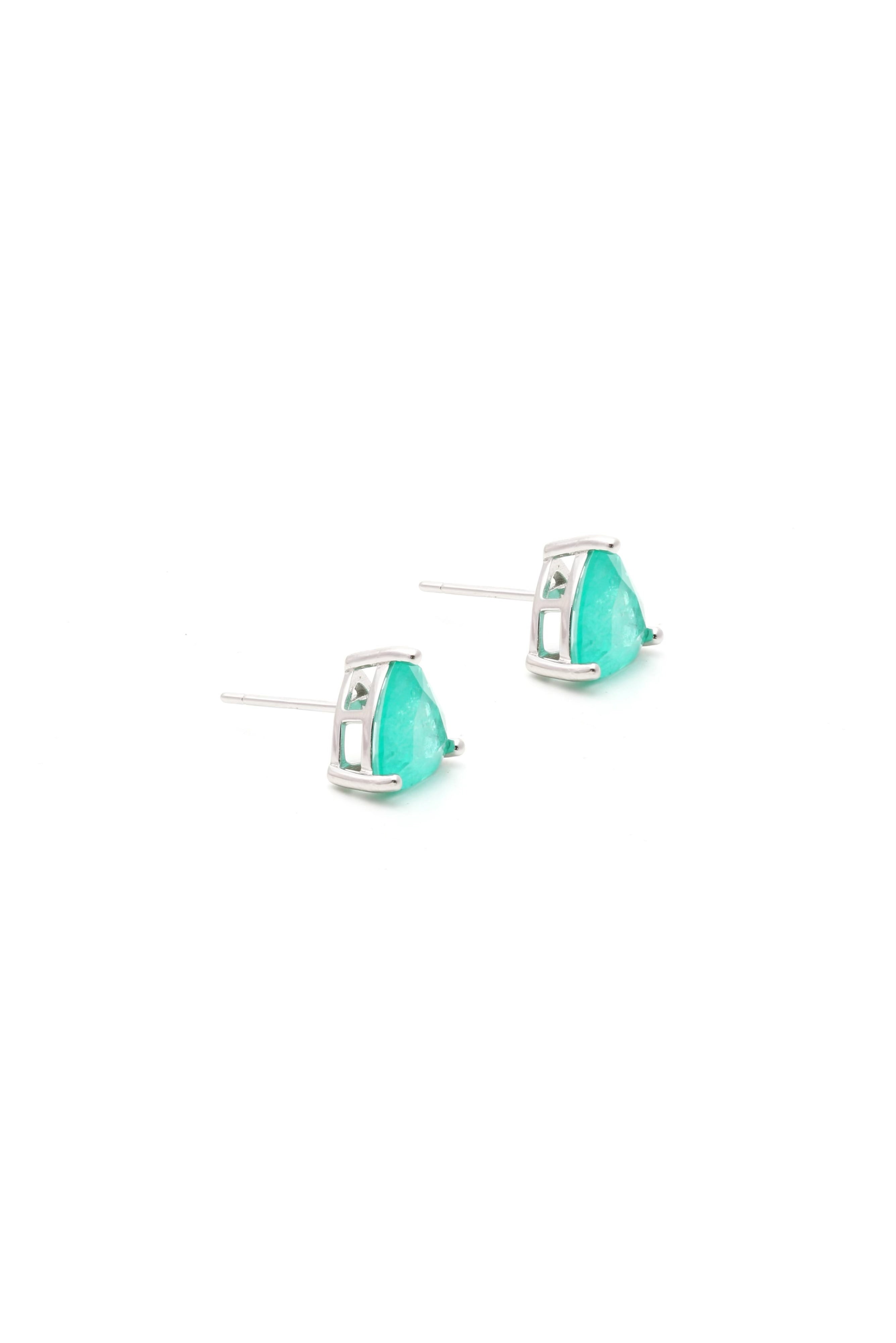 Turquoise Triangle Silver Earrings - Iane Jewelry