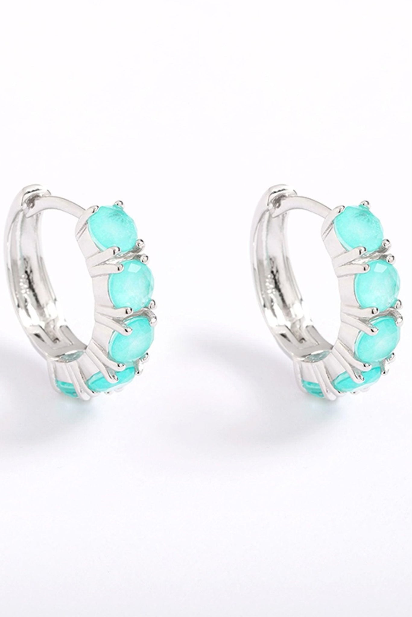 Turquoise Hoop Silver Earrings - Iane Jewelry