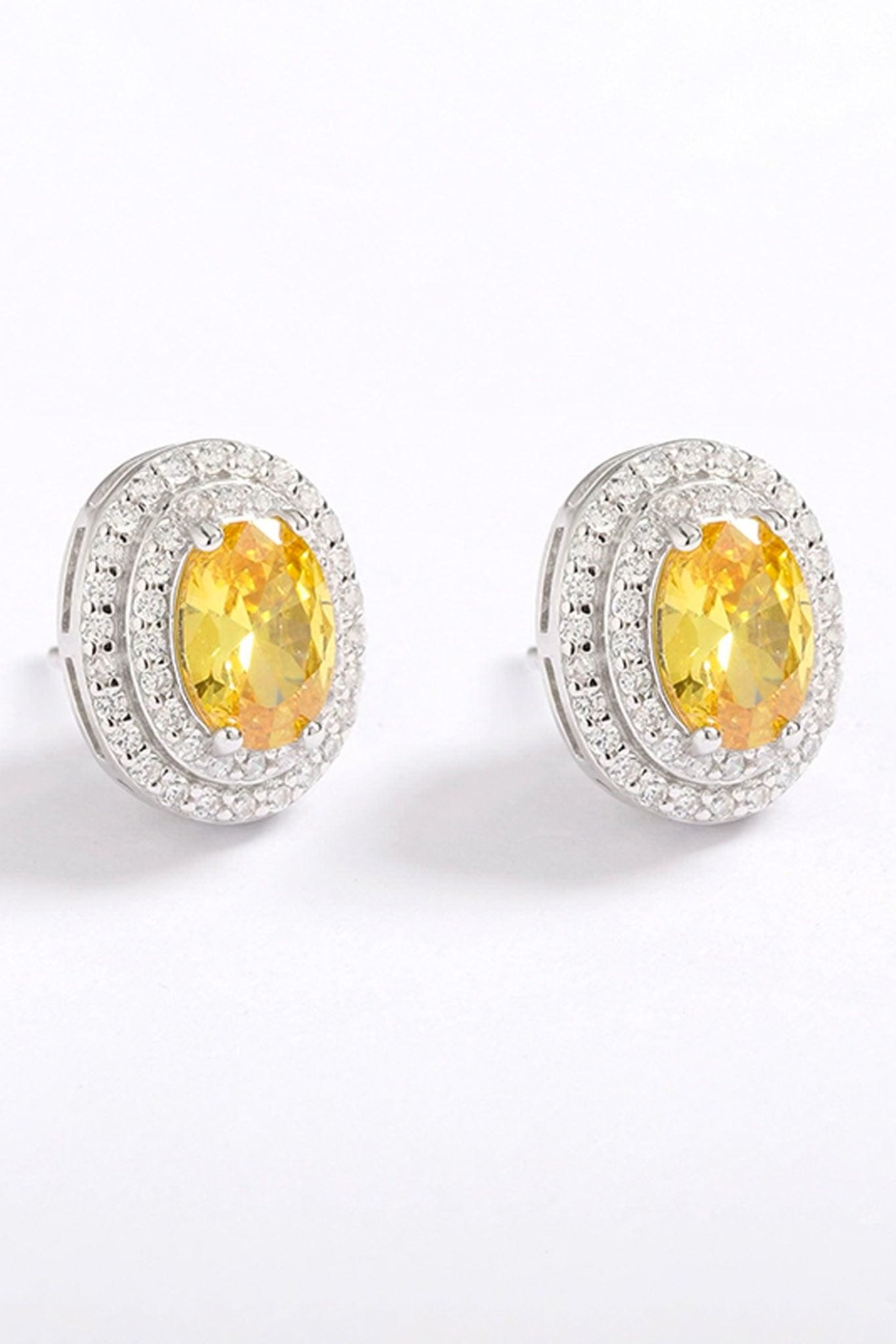 Citrine Oval Zirconia Earrings - Iane Jewelry