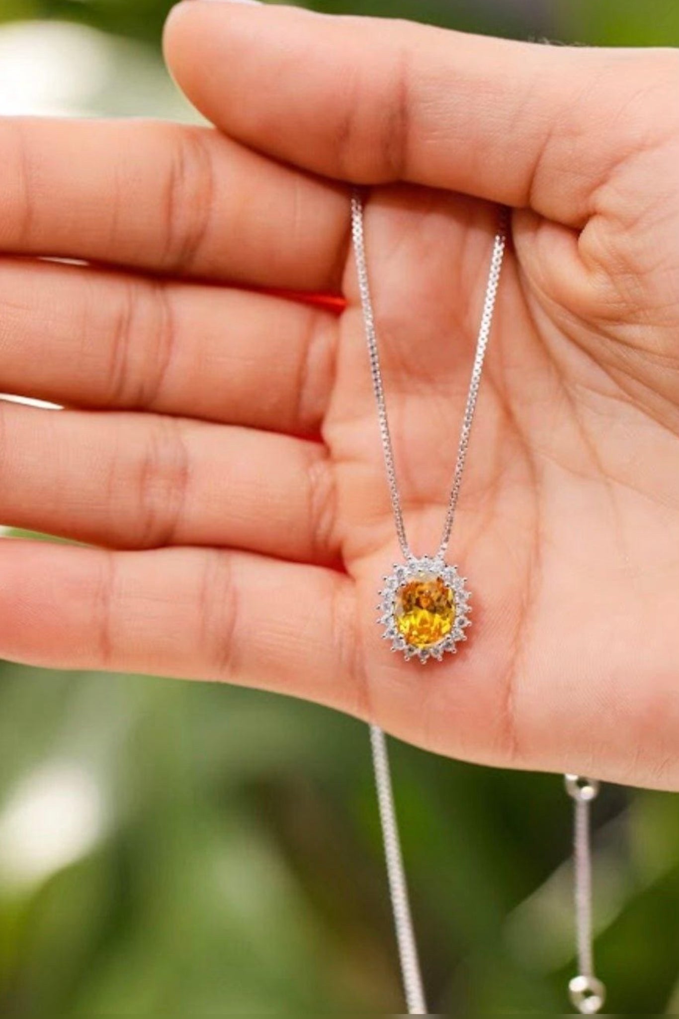 Citrine Silver Zirconia Necklace - Iane Jewelry