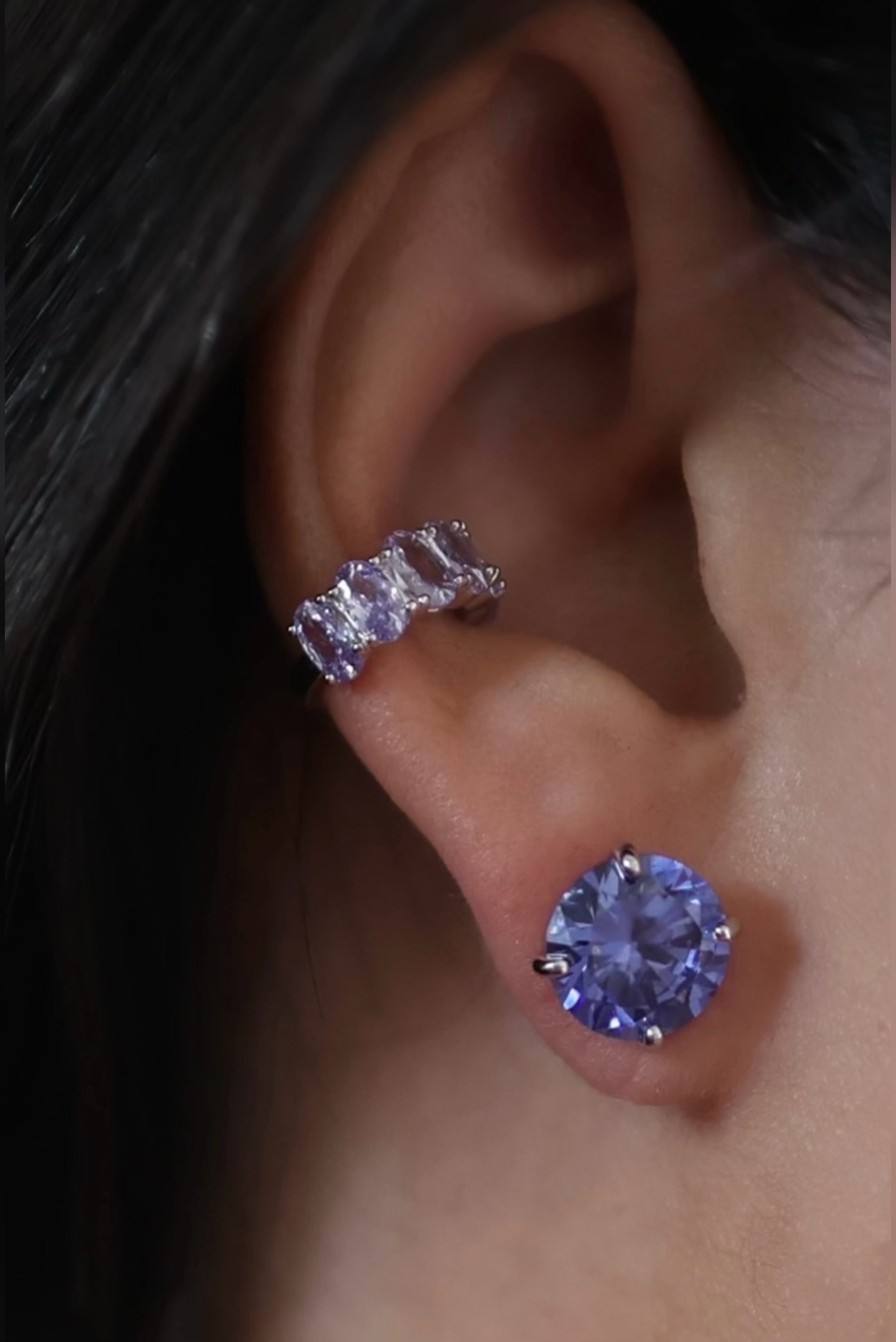 Blue Tanzanite Halo Earrings - Iane Jewelry