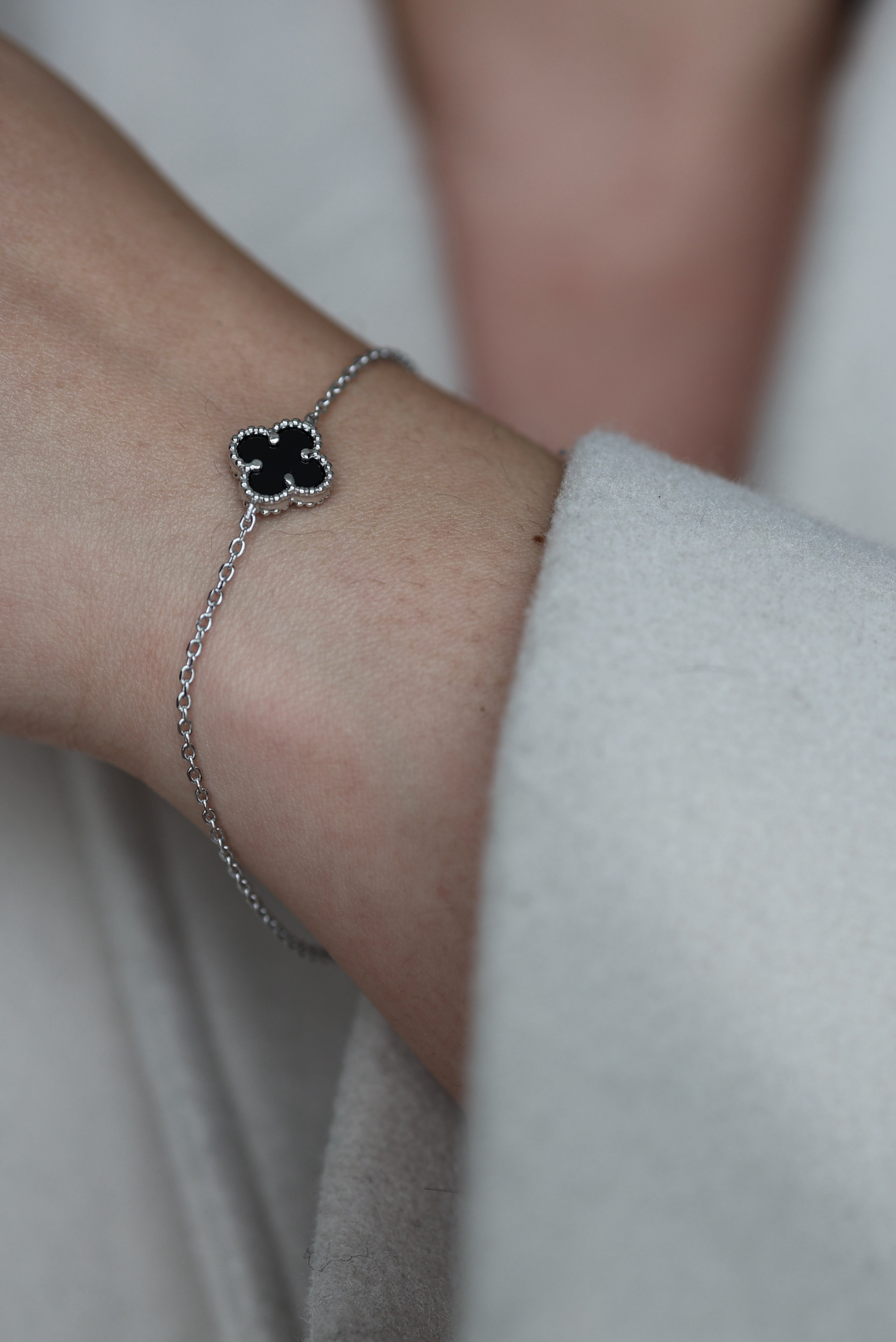 Black Clover Silver Bracelet - Iane Jewelry