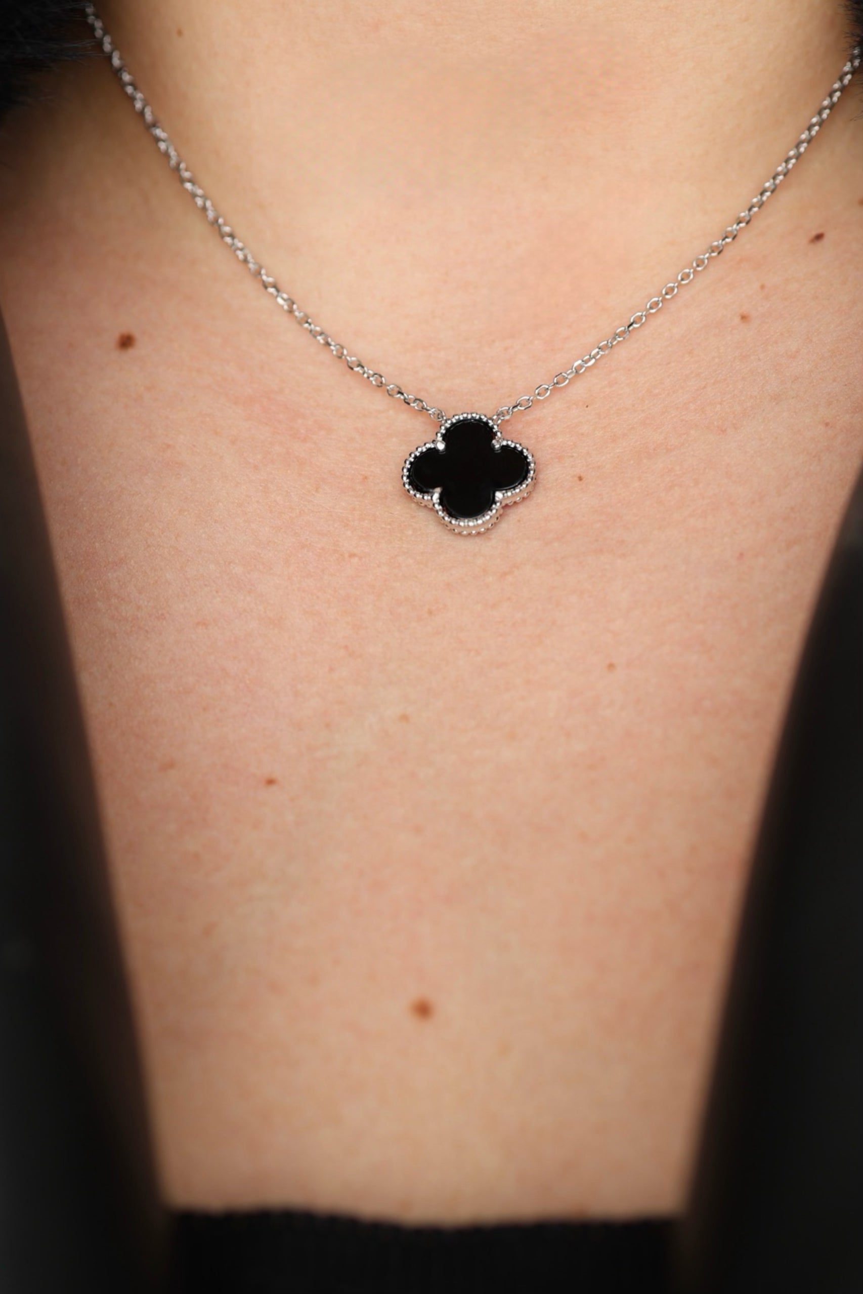 Black Clover Onyx Necklace - Iane Jewelry