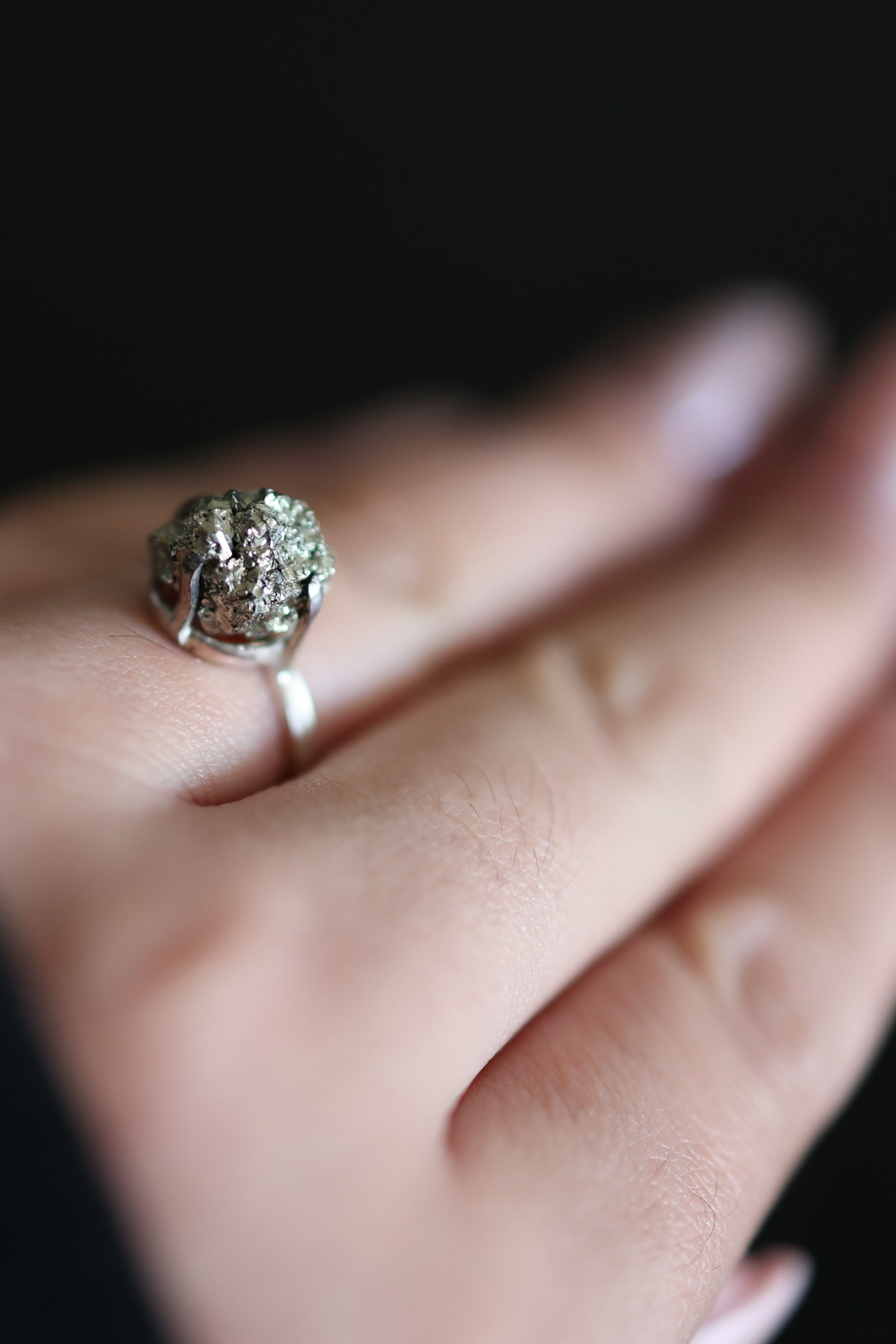 Raw Pyrite Adjustable Ring