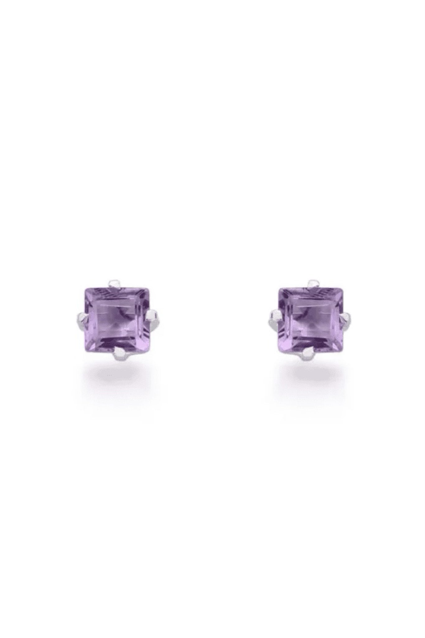 Amethyst Square Silver Earrings - Iane Jewelry