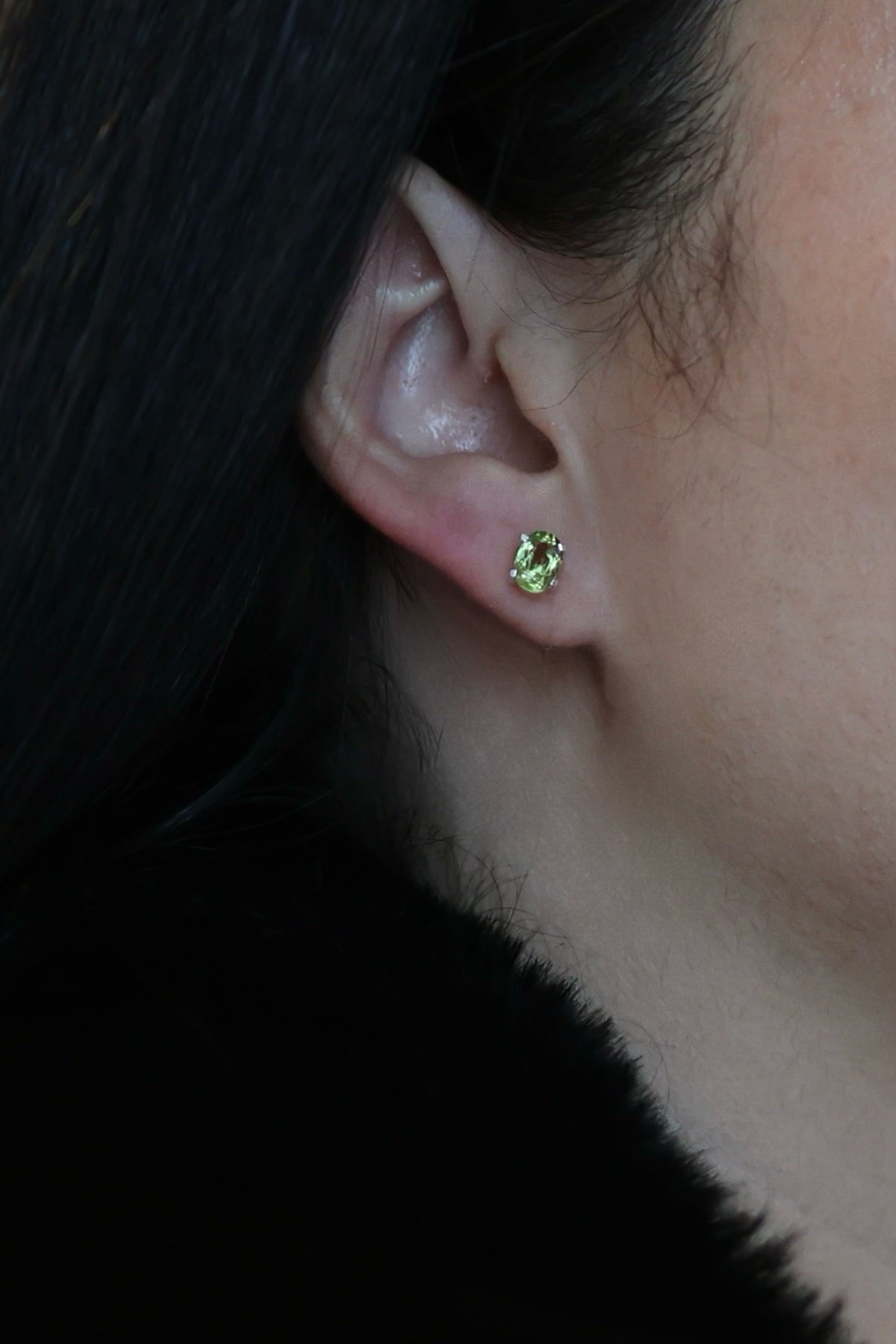 Petite Peridot Oval Earrings - Iane Jewelry