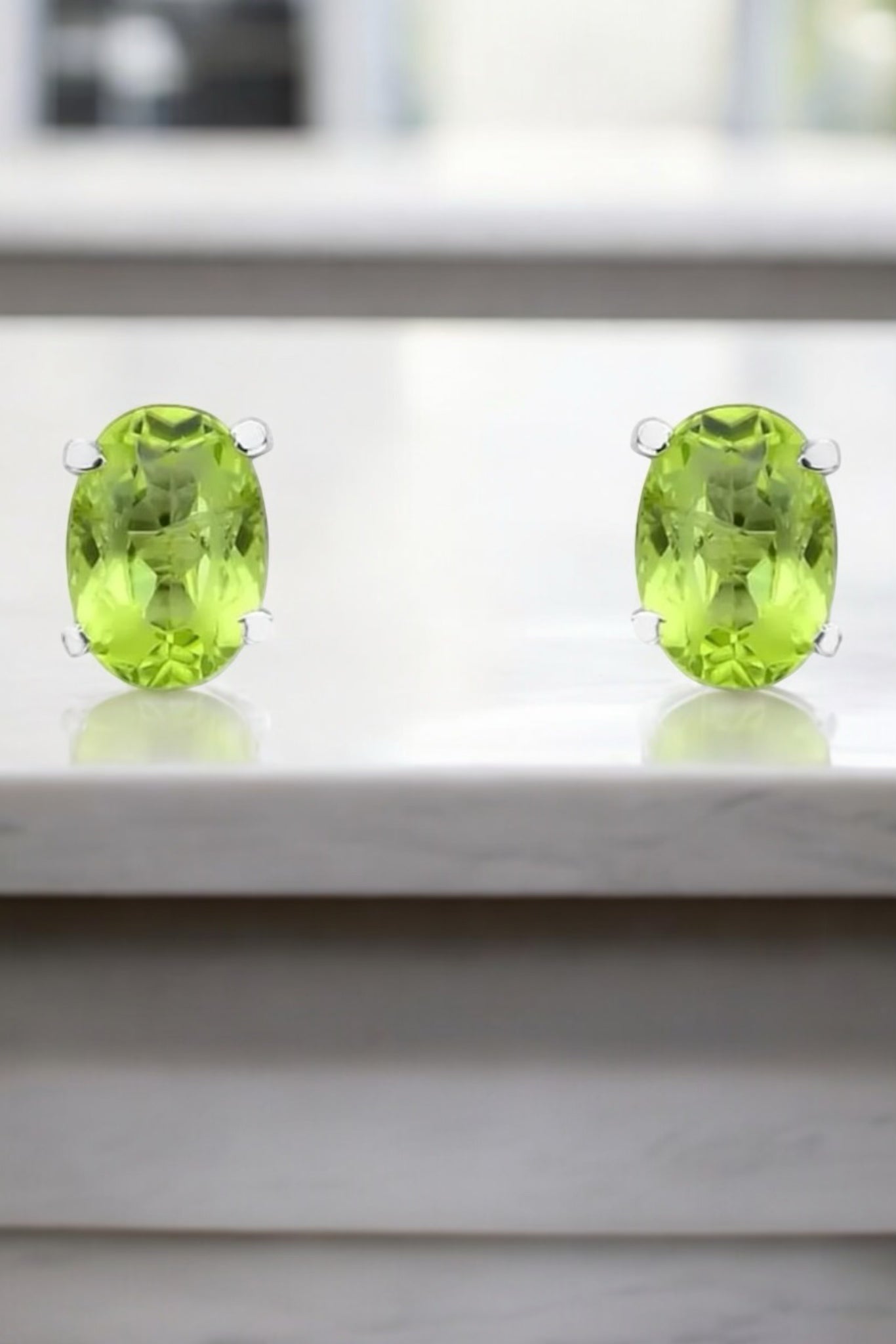 Petite Peridot Oval Earrings - Iane Jewelry