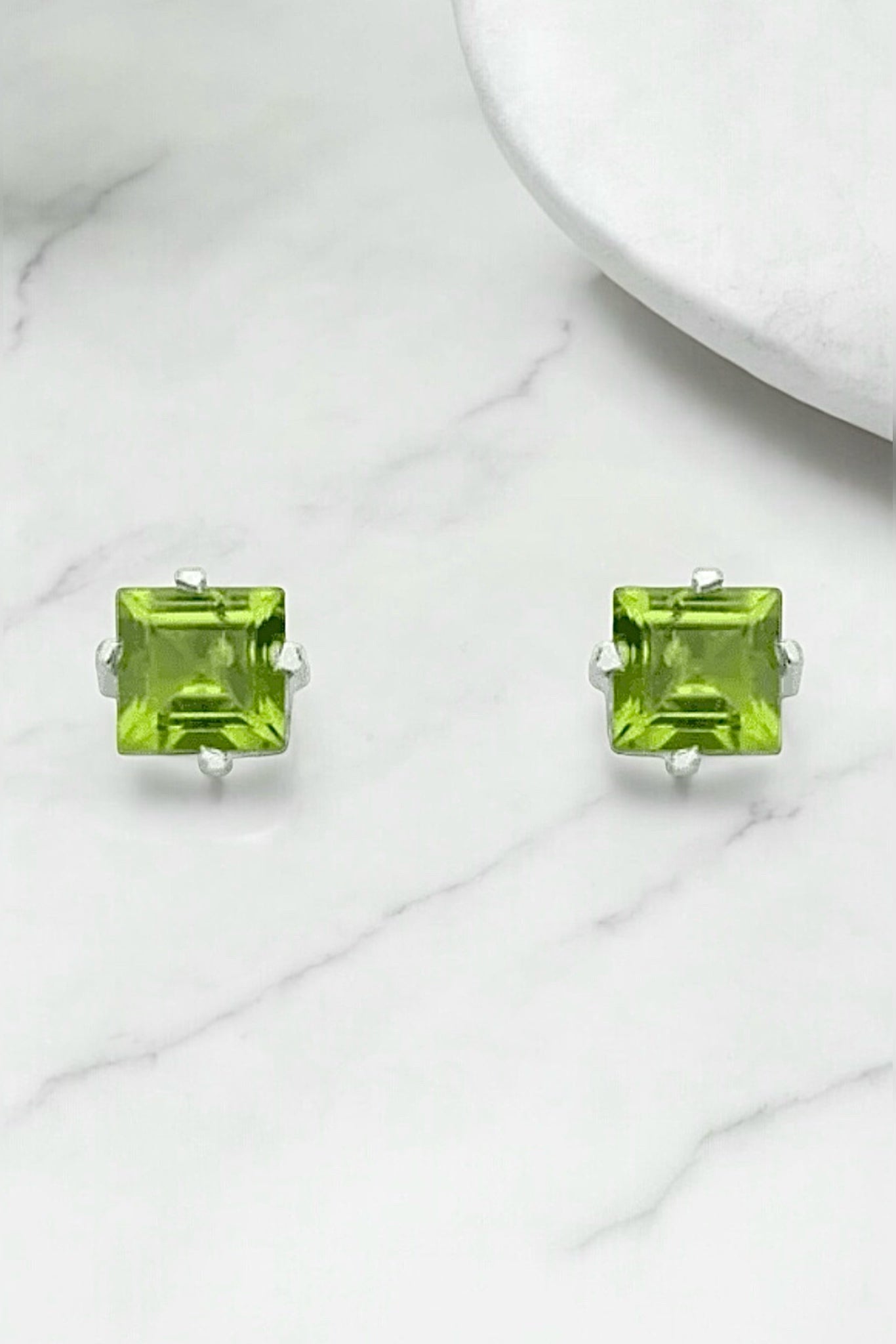 Classic Peridot Square Stud Earrings - Iane Jewelry