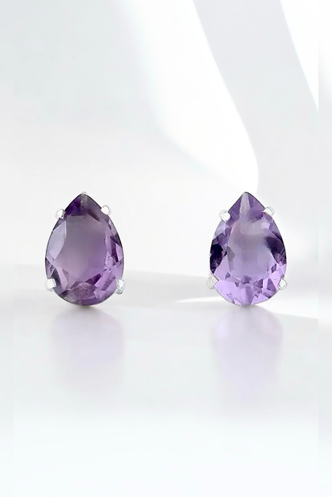 Amethyst Teardrop Silver Earrings