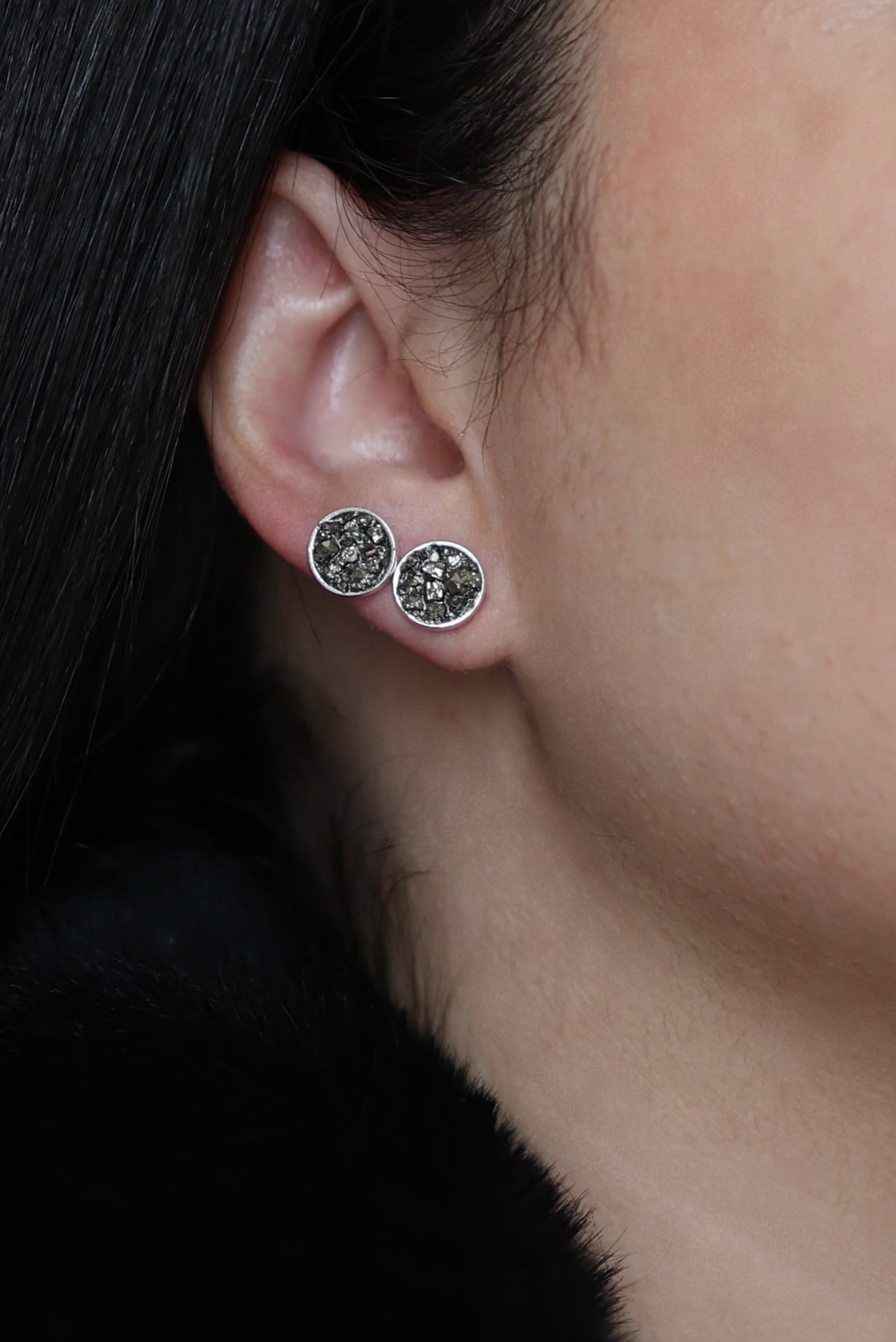 Pyrite Stud Power Earrings - Iane Jewelry