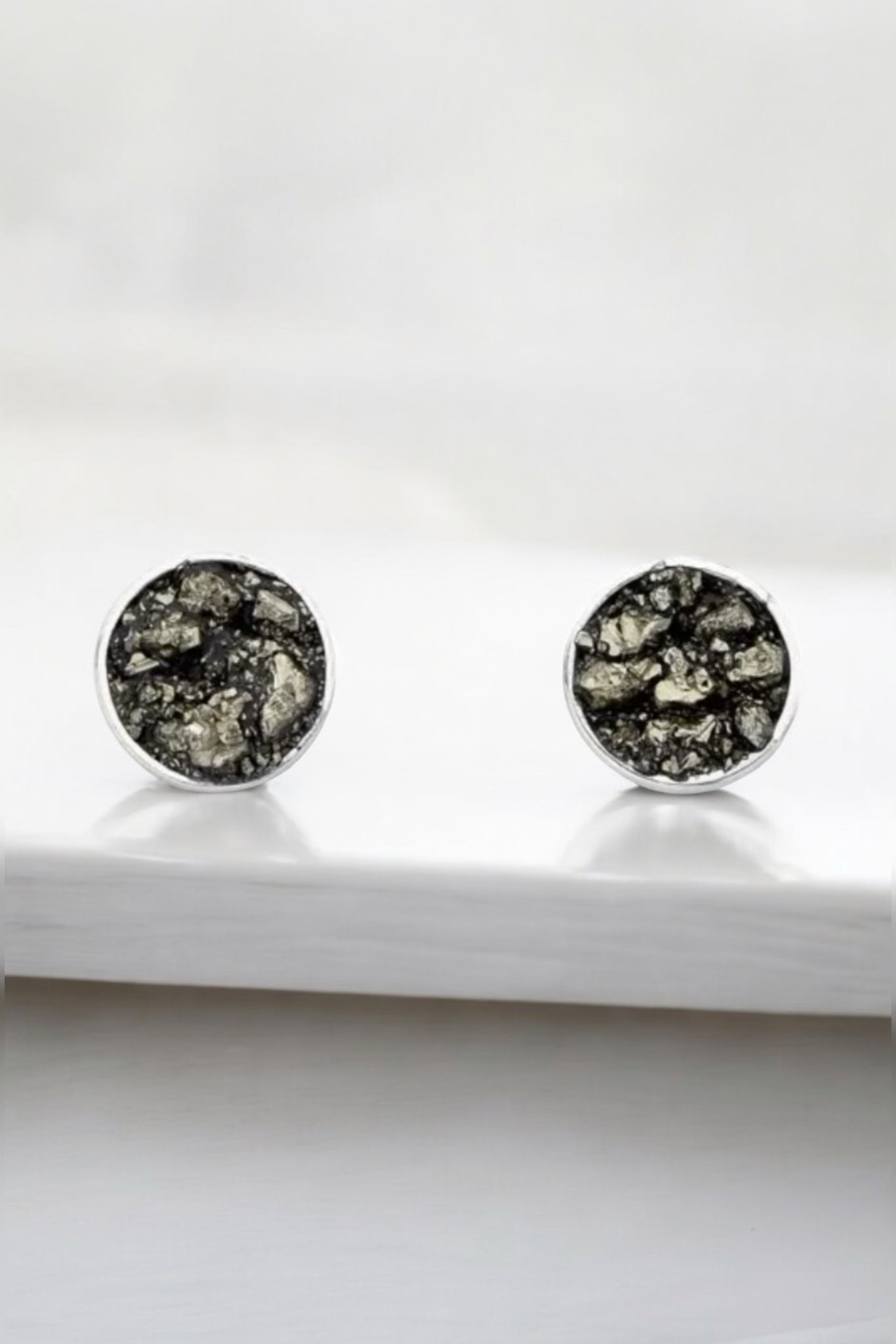 Pyrite Stud Power Earrings - Iane Jewelry