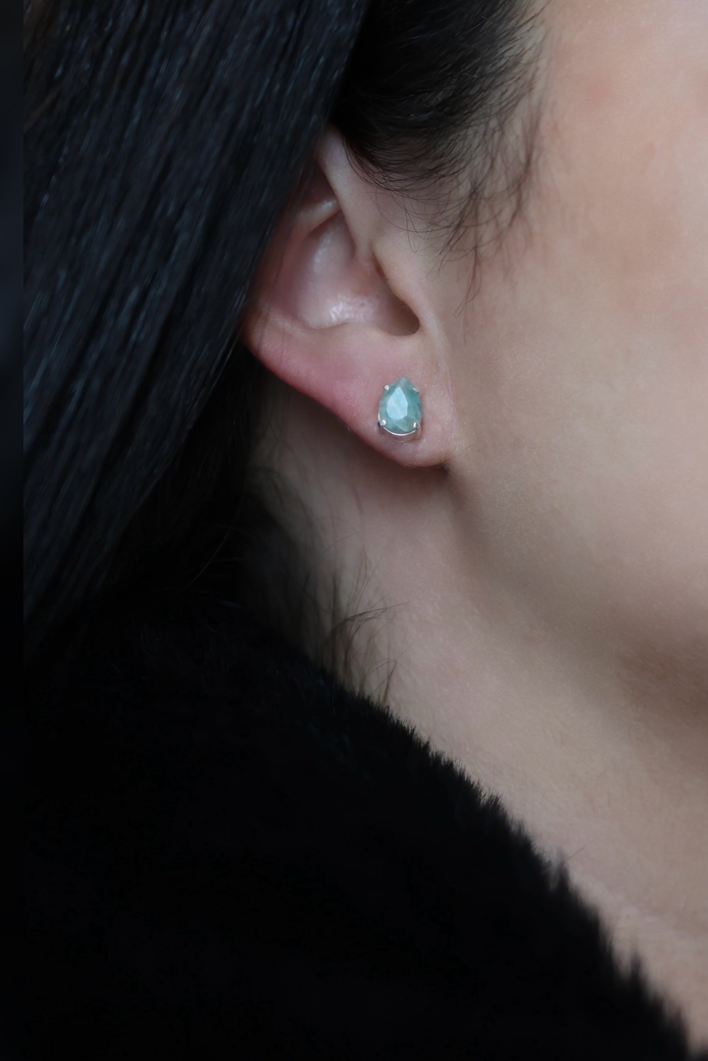 Petite Amazonite Teardrop Earrings - Iane Jewelry