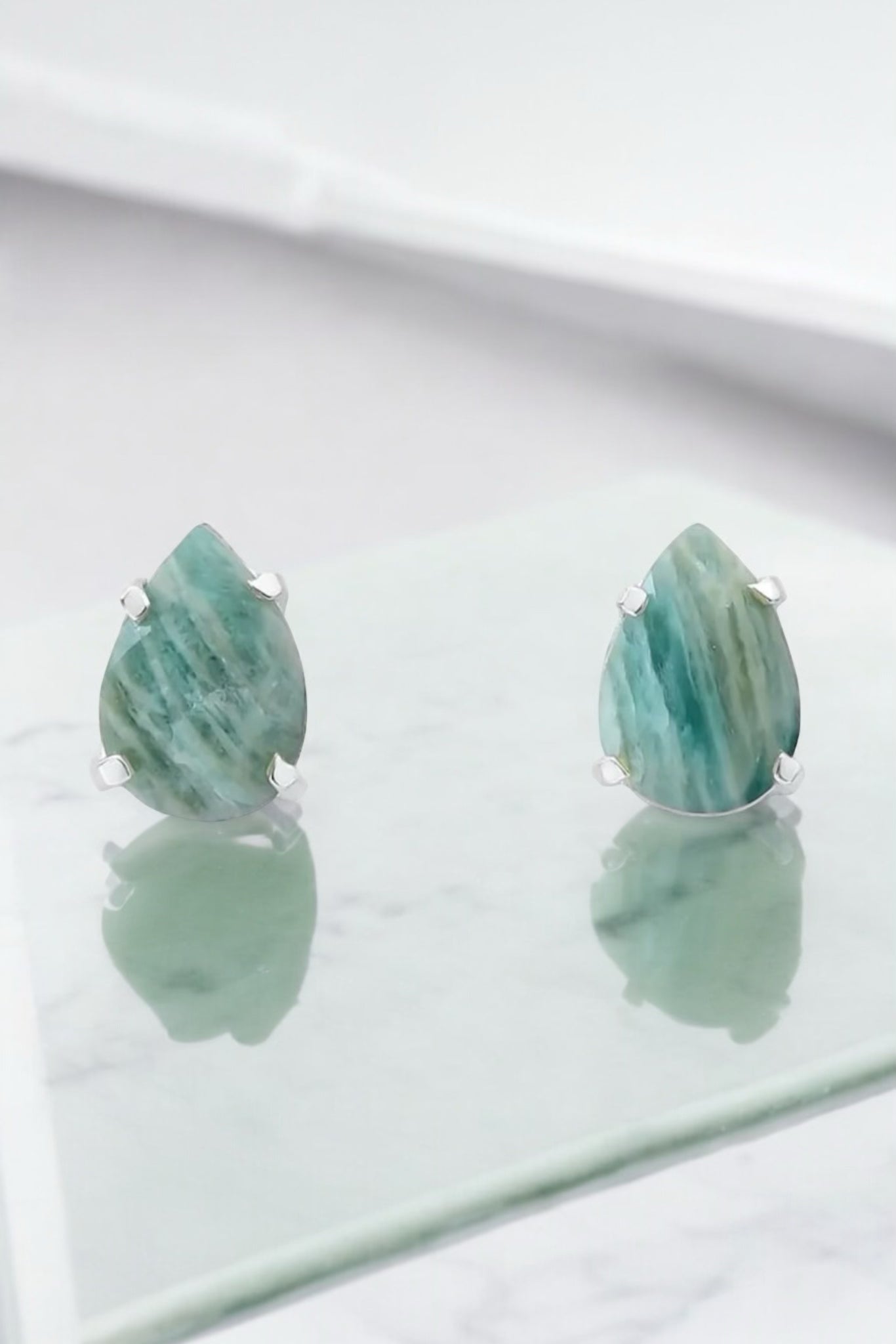 Petite Amazonite Teardrop Earrings - Iane Jewelry